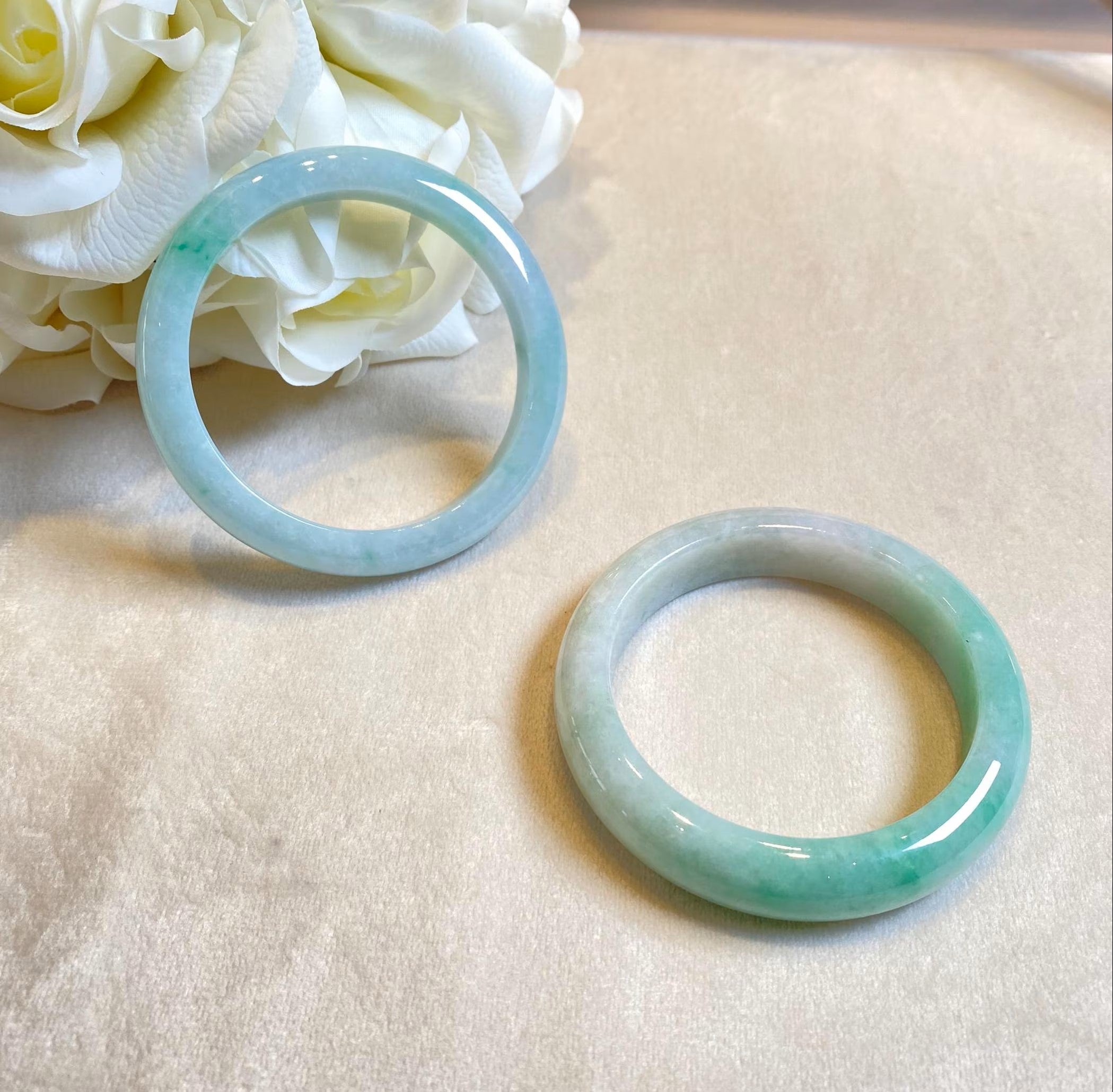 54.8mm Natural Jadeite Real Jade Green Bangle Bracelet