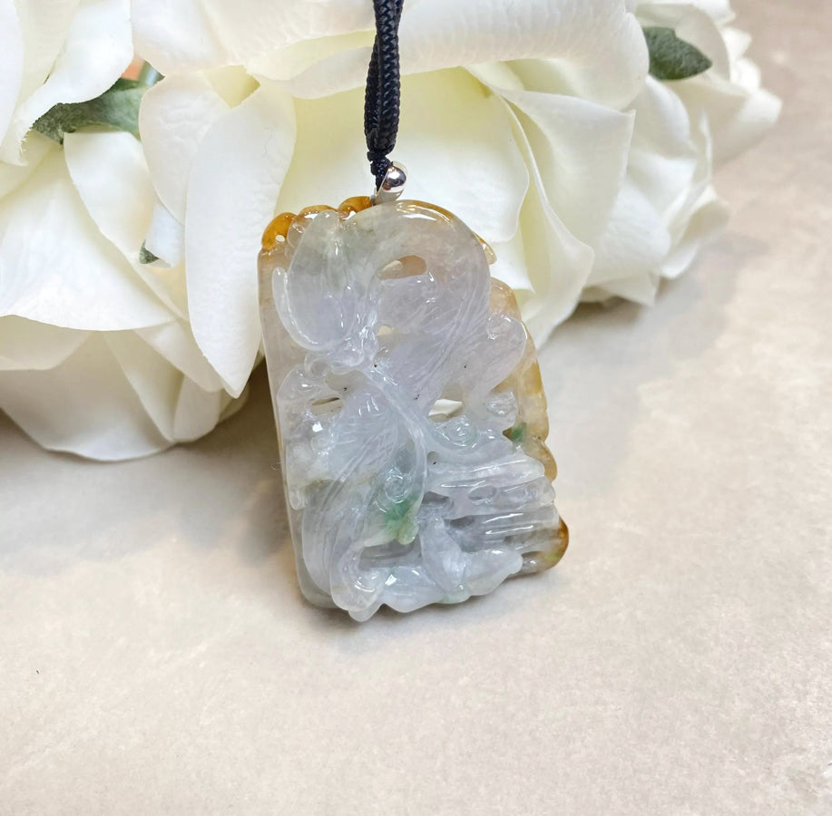 Carved Dragon Jade Pendant Natural Untreated Burmese Jade