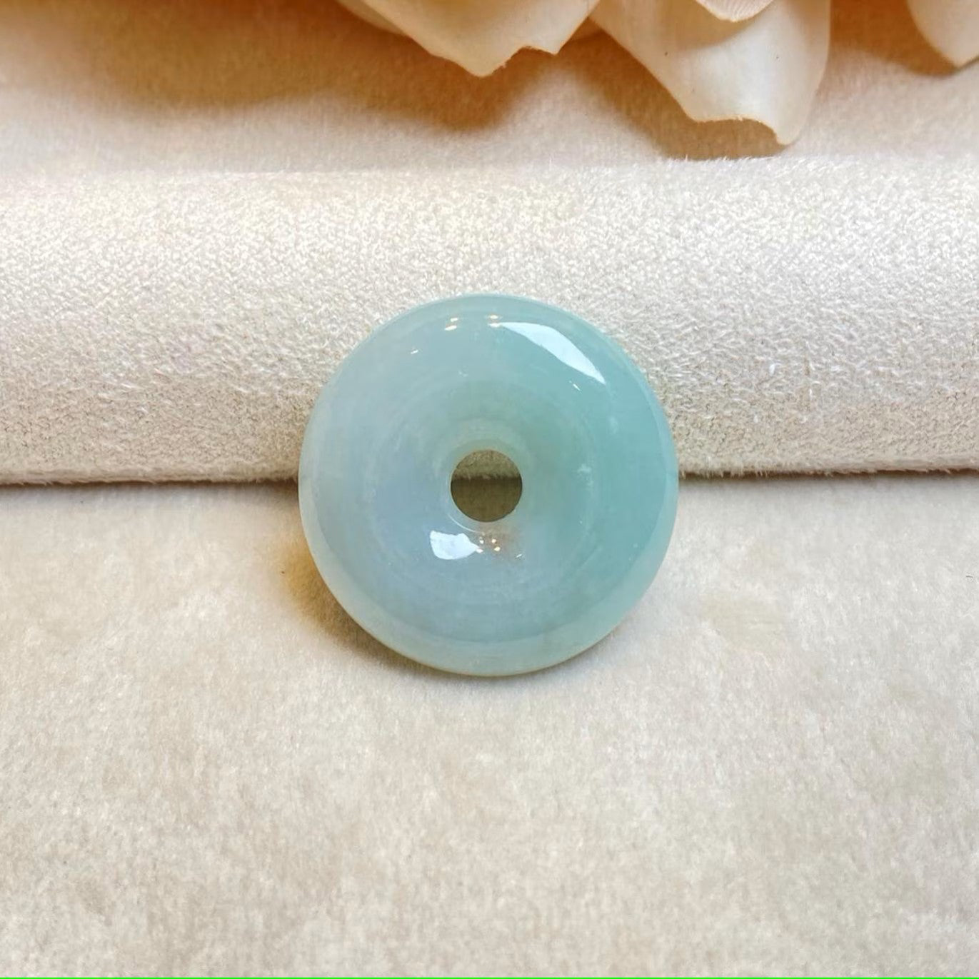 Gransky Natural Type A Ocean Blue Jade Disc Pendant