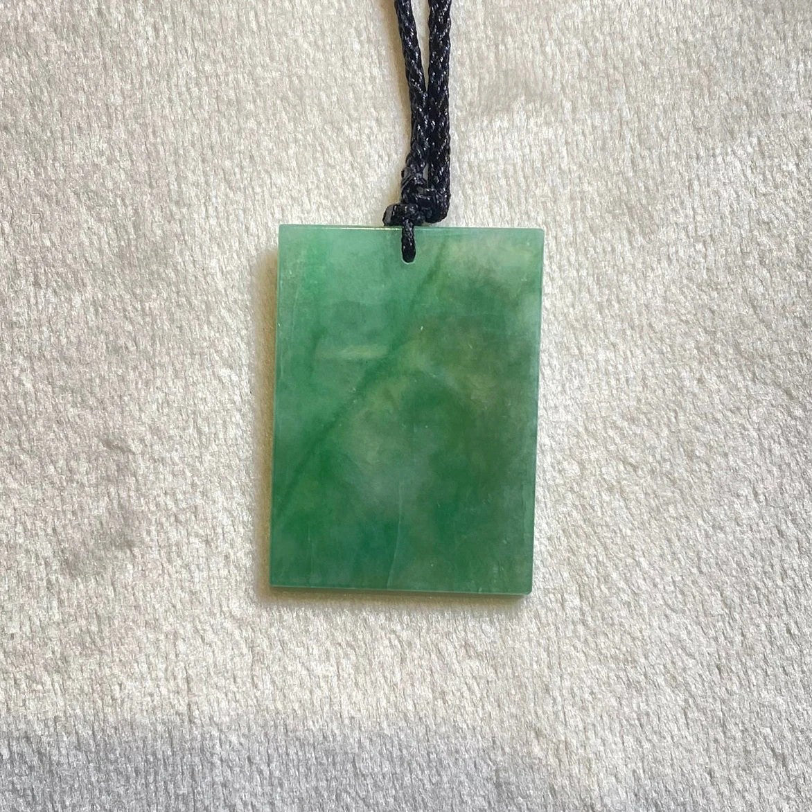 Certified Rectangle Block Green Jade Pendant
