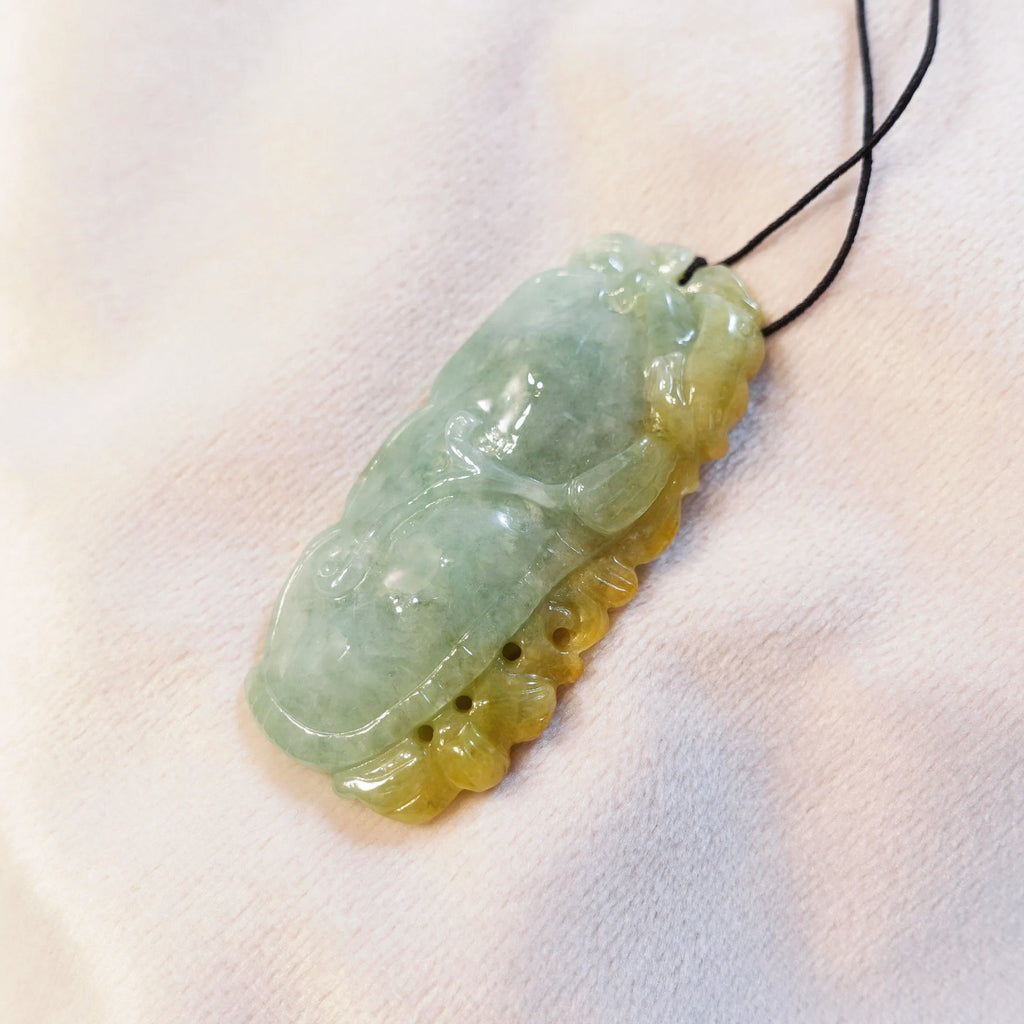 Handcrafted Peapod-Shaped Green Jade Pendant