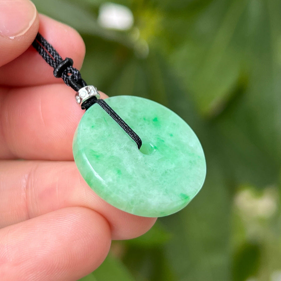 Burmese Jadeite Jade Lucky Apple Green Jade Donut Pendant