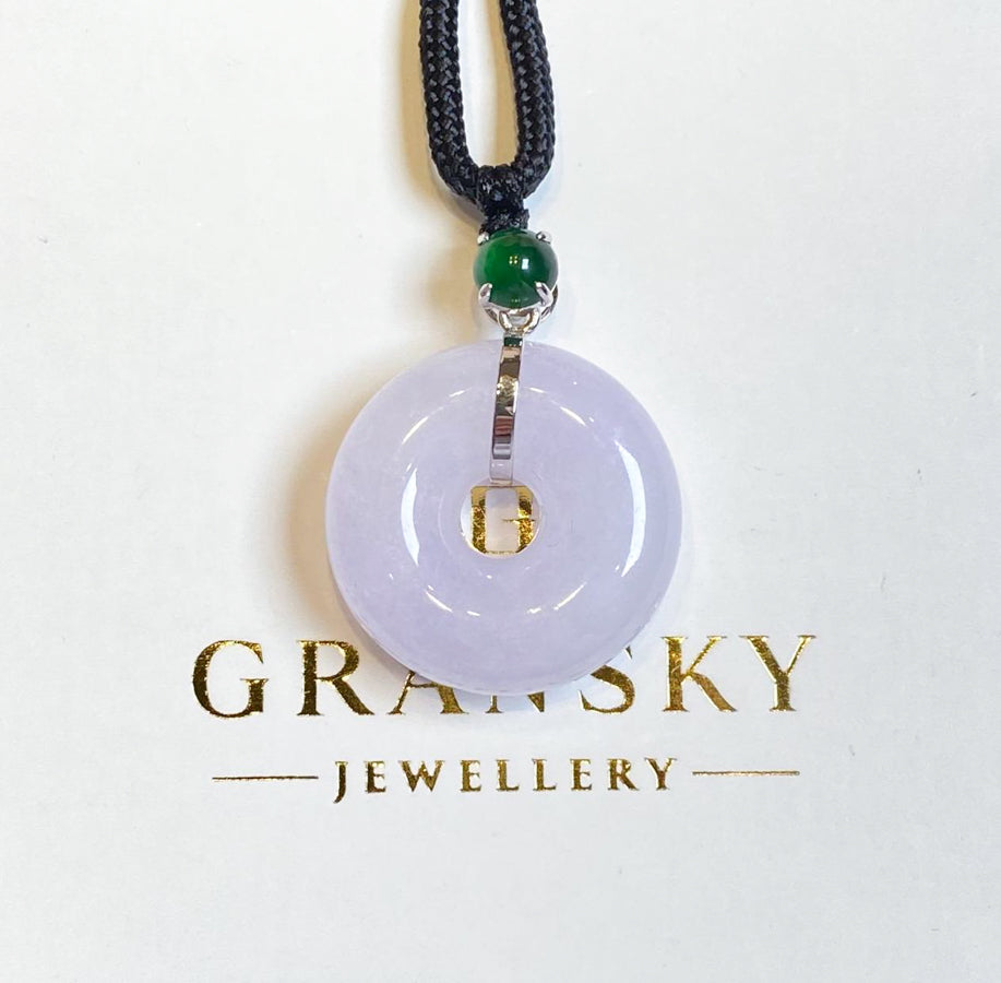 Gransky Jewellery Purple Burmese Jadeite Donut Pendant in 18k White Gold - 29.7mm