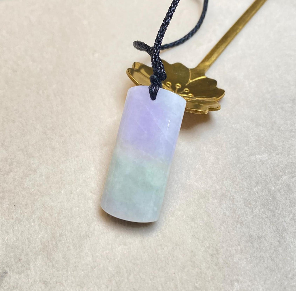 Natural Purple Jade Block Pendant - Certified Natural Jade