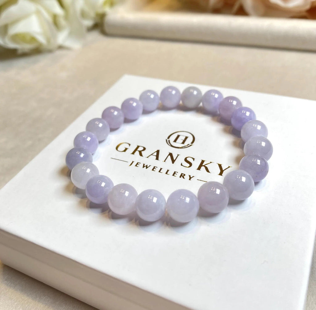 18cm Burmese Jade Bracelet, Purple Jade Bead Bracelet, Natural Jade Gemstone, Jade Healing Jewelry, Jade Bracelet Men and Women