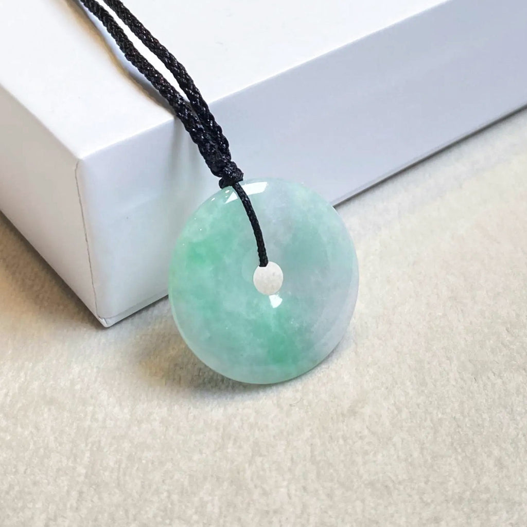 23mm Green Jade Round Donut Pendant - Calming Gemstone