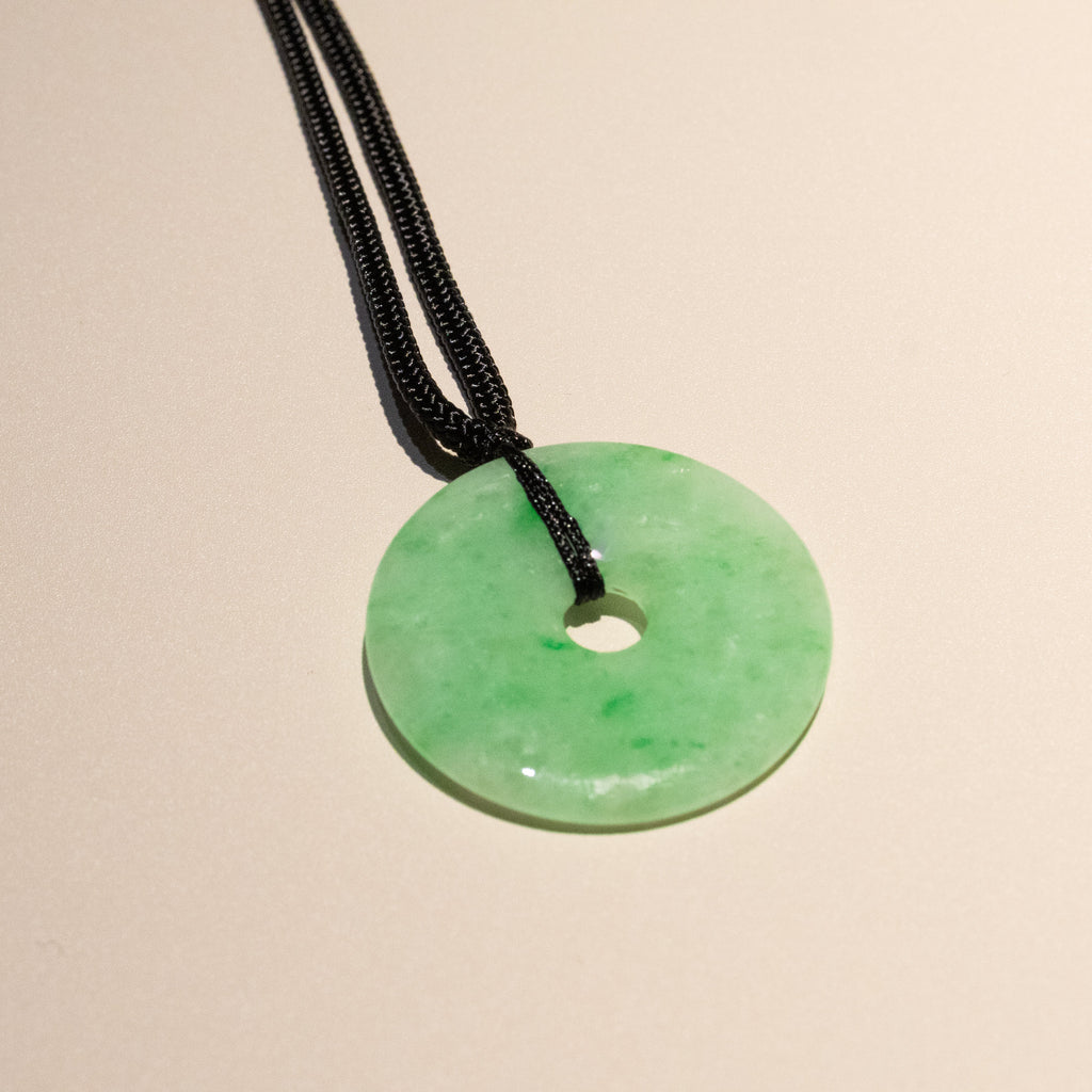 Green Jade Round Donut Pendant 29.2mm - Calming Gemstone
