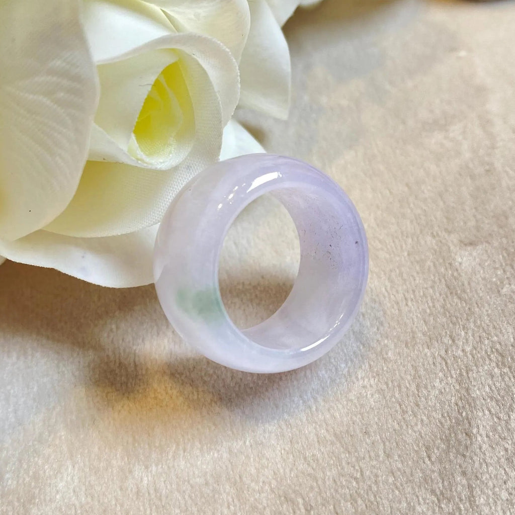 US 9.25 Gransky Natural Untreated Smooth Purple Band Jade Ring