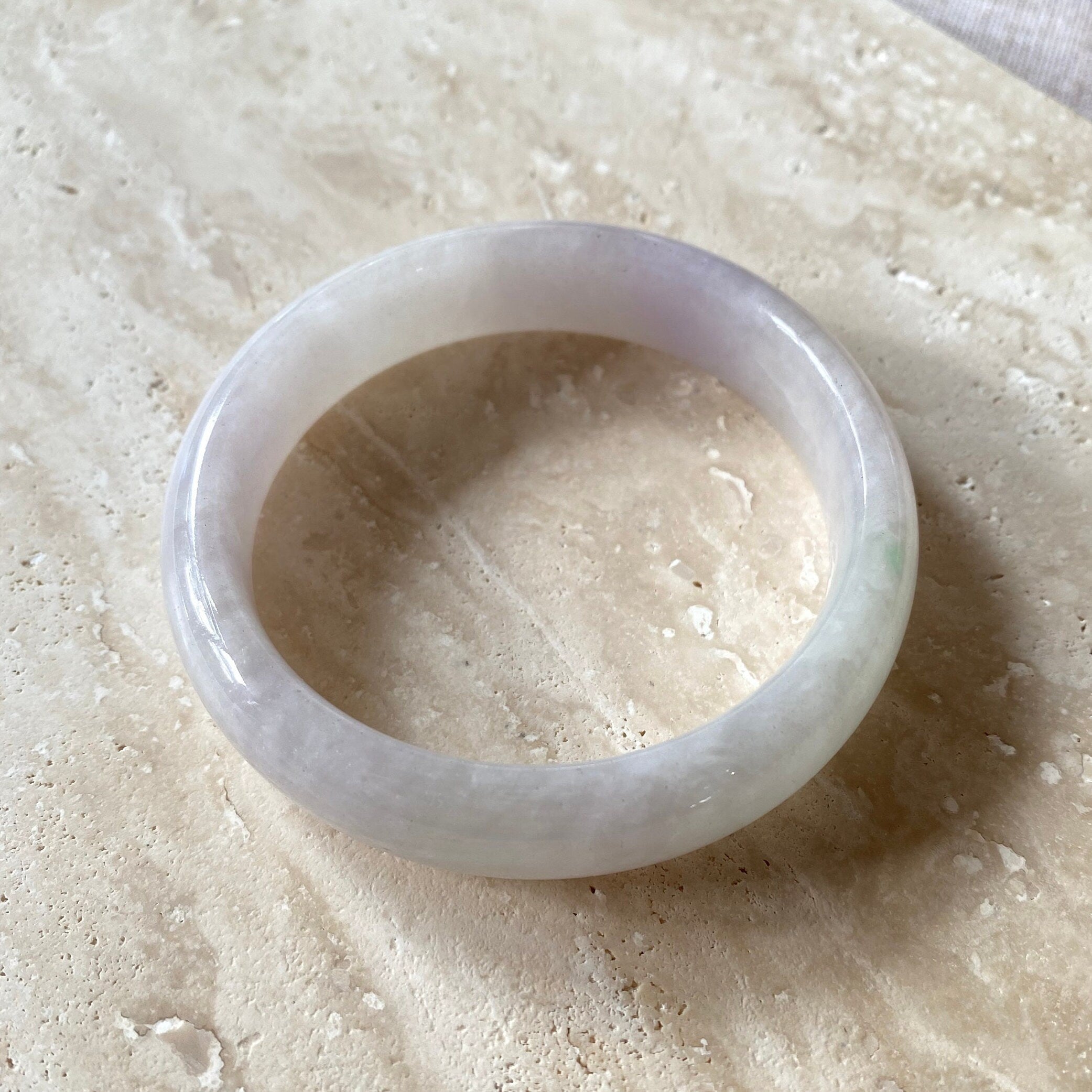 55.4mm Natural Jadeite Real Jade Grey Green Bangle Bracelet