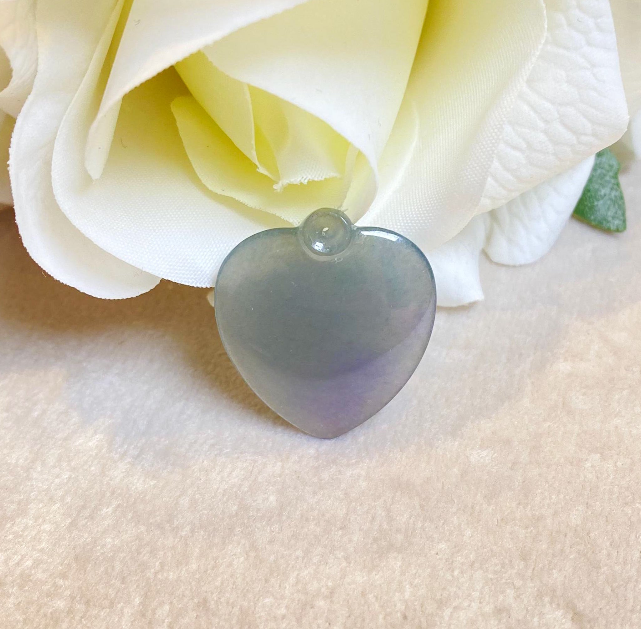 Dainty Heart Shape Purple Jade Pendant Necklace