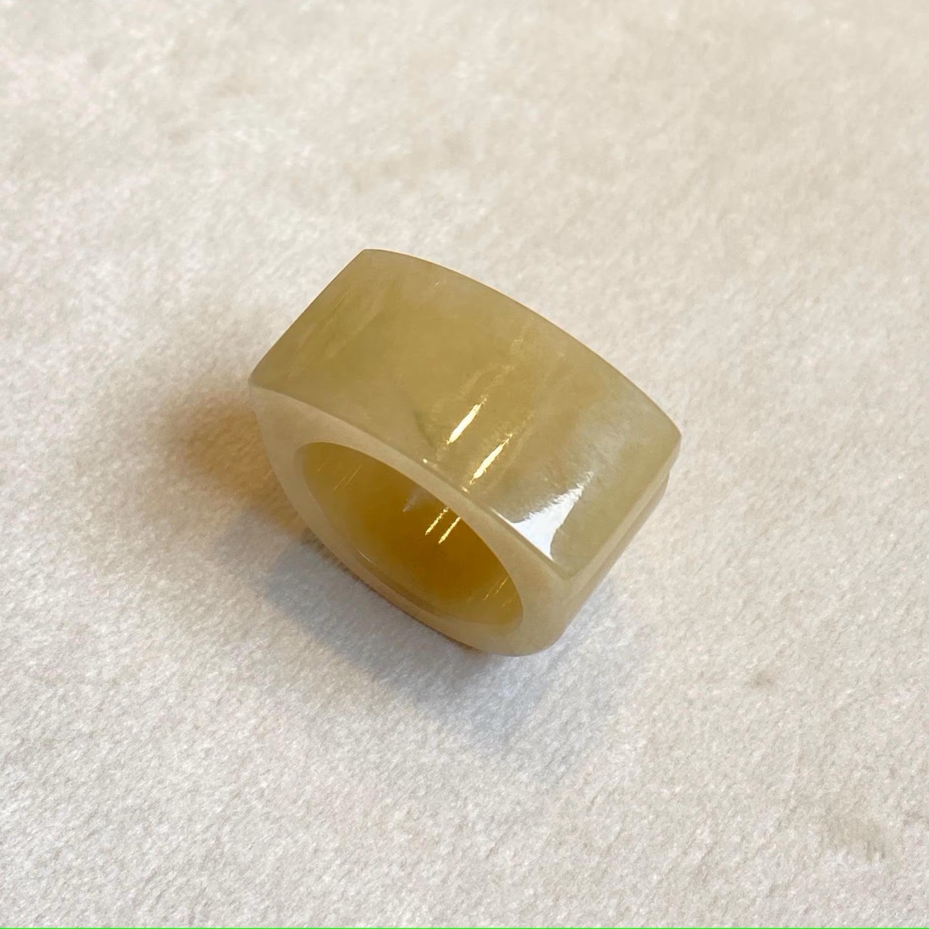 Brown Wide Band Jade Ring - Size US 8, Smooth Vibrant Brown, Minimalist Elegance
