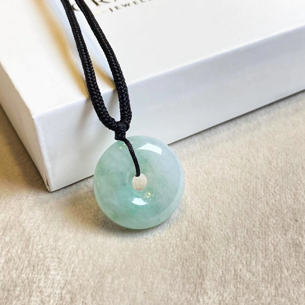 Gransky Natural Men's Type A Green Jade Disc Pendant