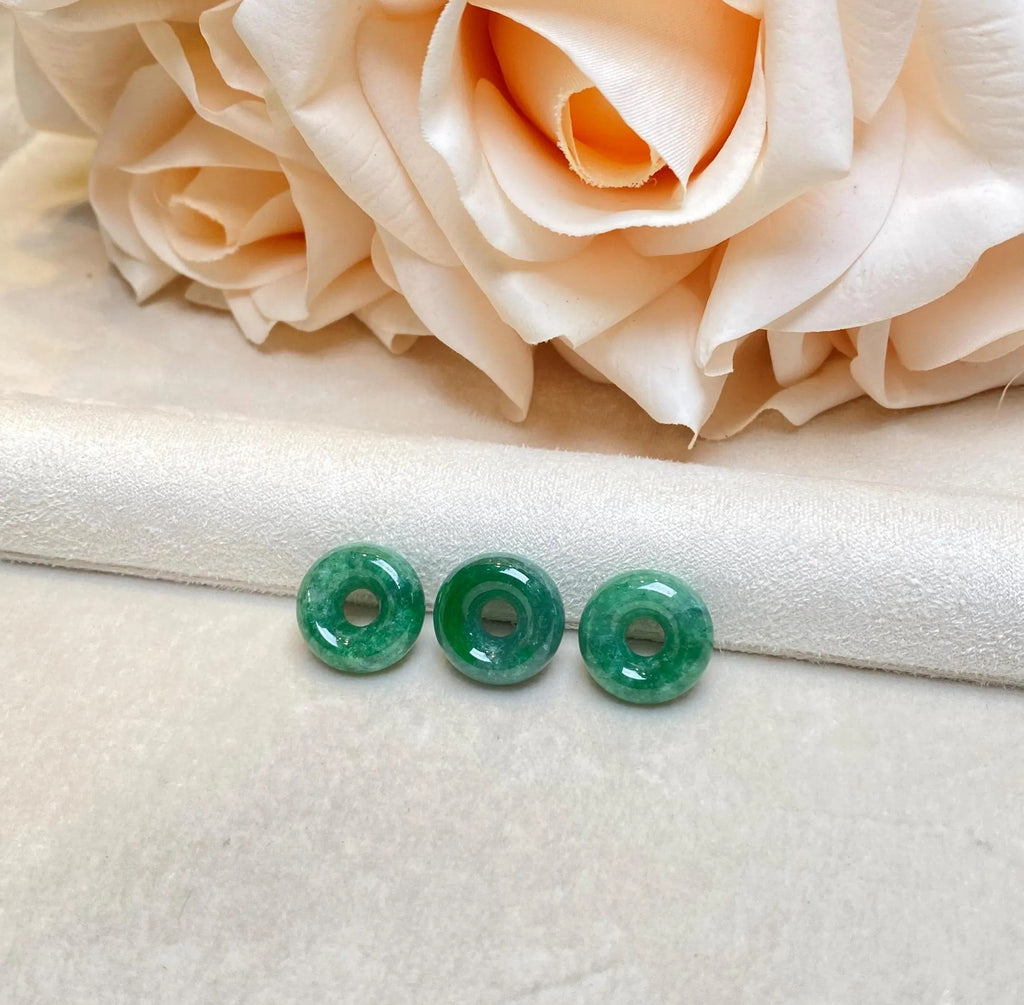 Intense Green Jade Gemstone Beads Donut Shape Loose Beaded DIY