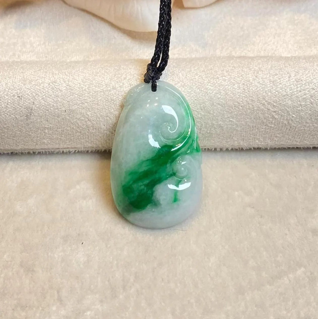 Green Jade Ruyi Pendant Necklace - Certified Natural Type-A Jadeite