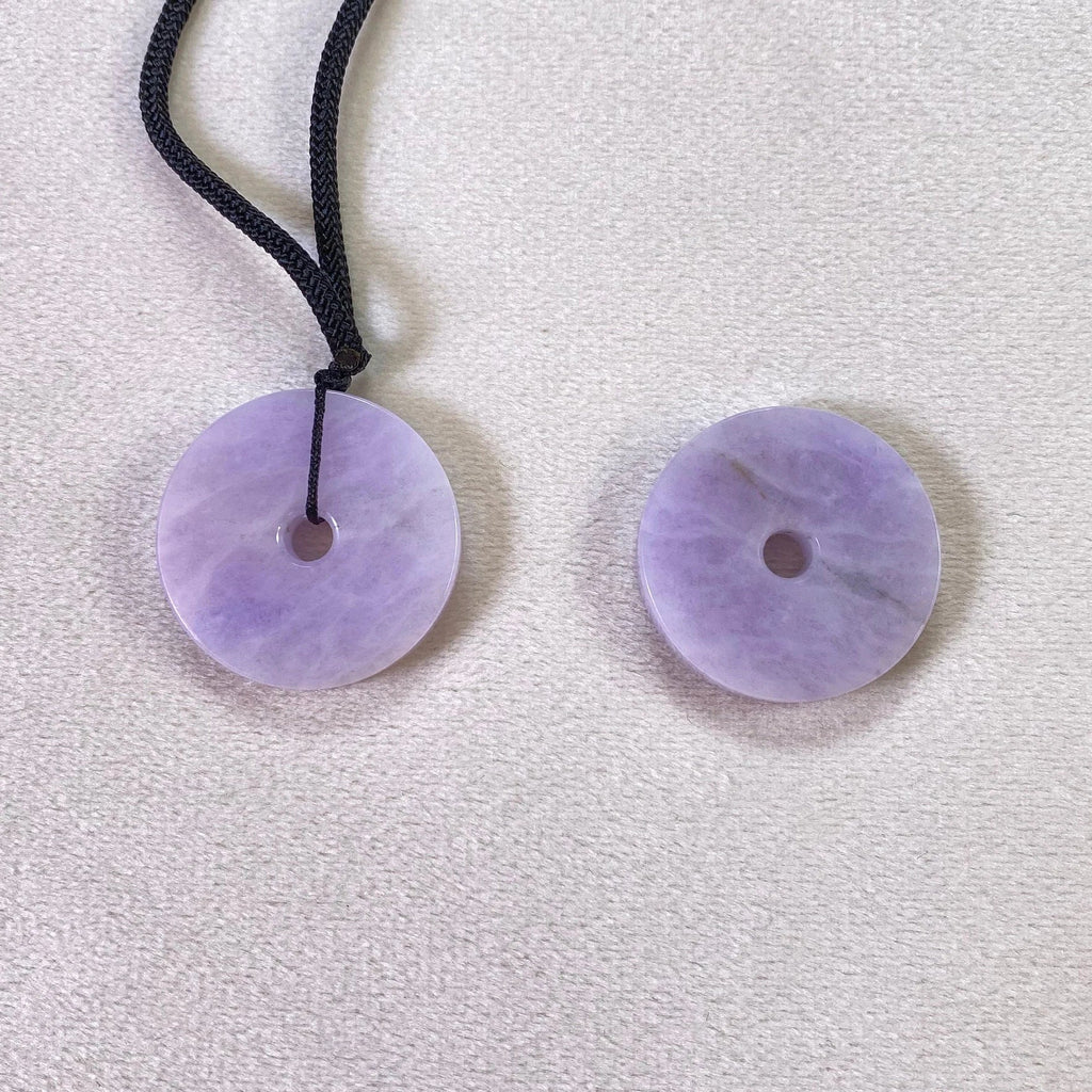 Gransky Dark Purple Disc Type A Jade Pendant Necklace