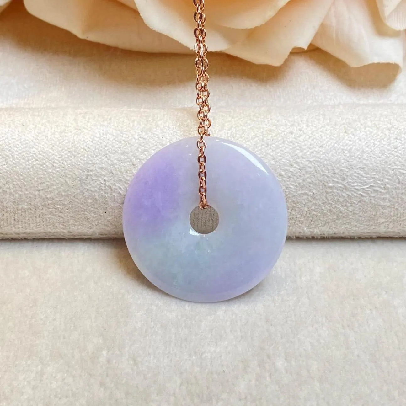 Intense Purple Jade Donut Pendant Necklace - Type-A Burmese Jadeite