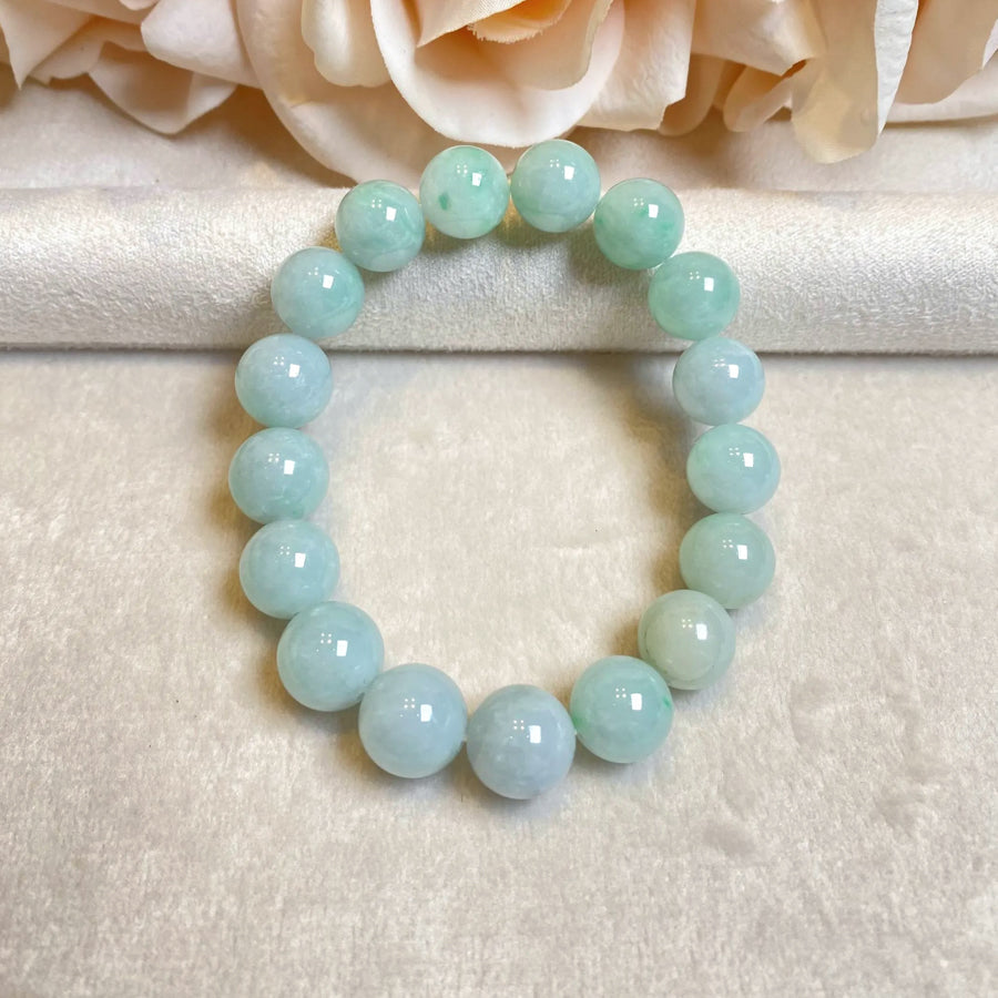 Gransky Jewellery Light Green Type-A Jadeite Stretch Bracelet - 17cm, 10-10.9mm