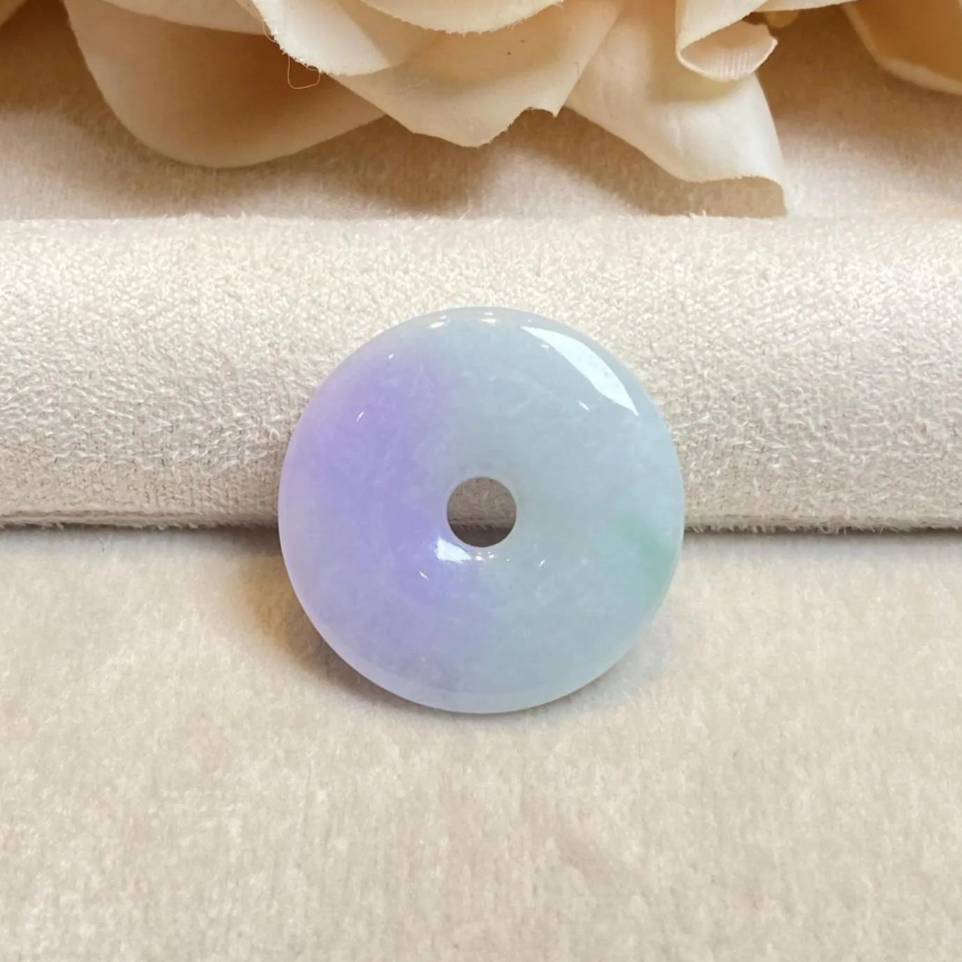 24mm Gransky Purple and Green Donut Jade Pendant Necklace