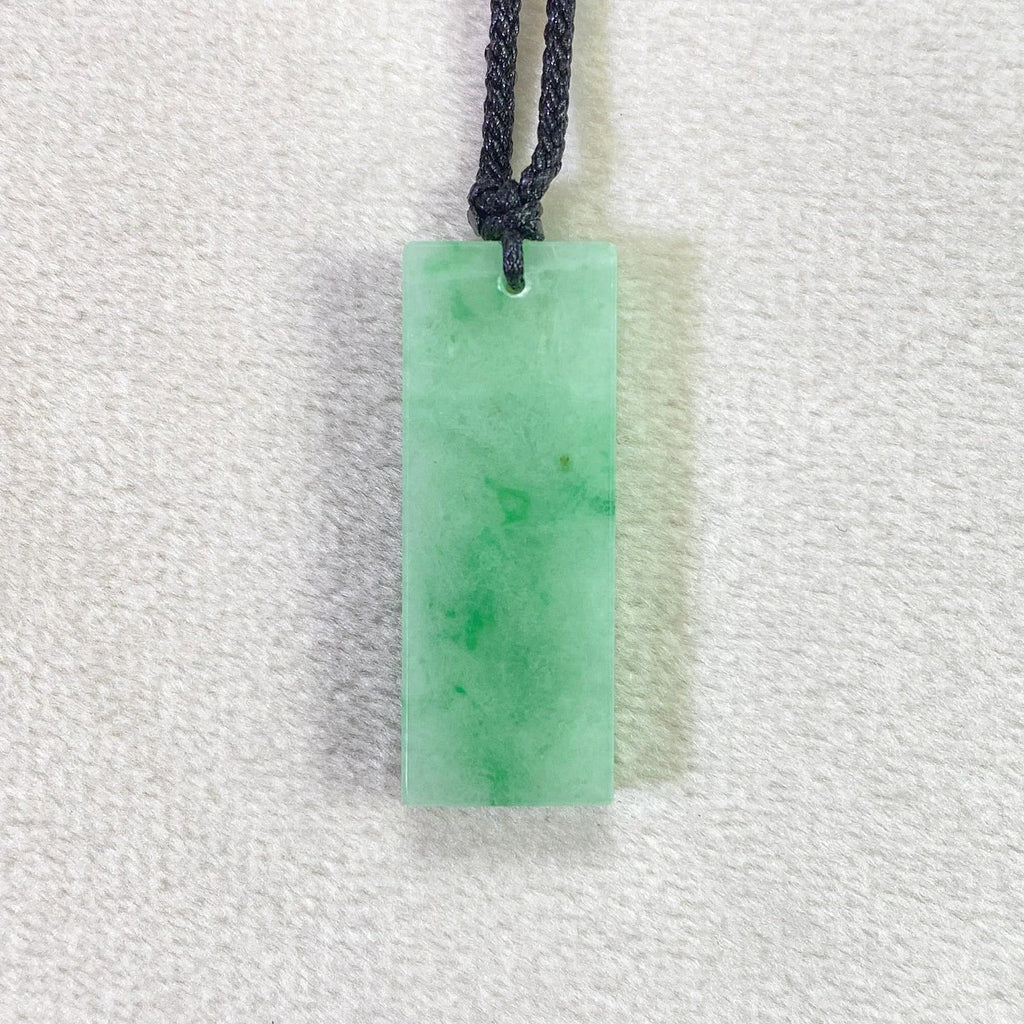 Handcrafted Rectangular Jade Block Pendant – Apple Green Elegance