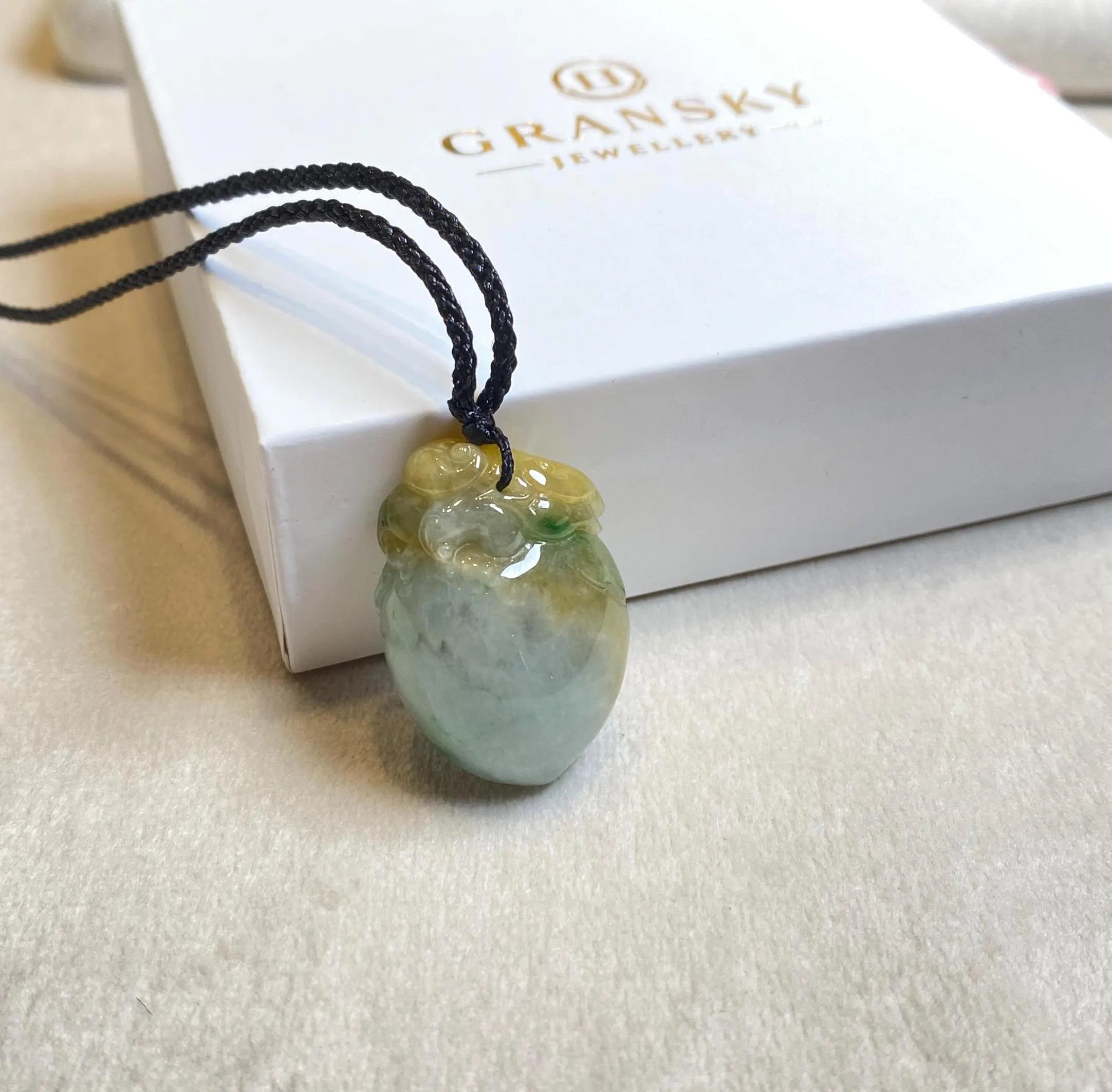 Tri-Color Natural Type-A Jadeite Peach Pendant – Handcrafted Symbol of Harmony and Longevity