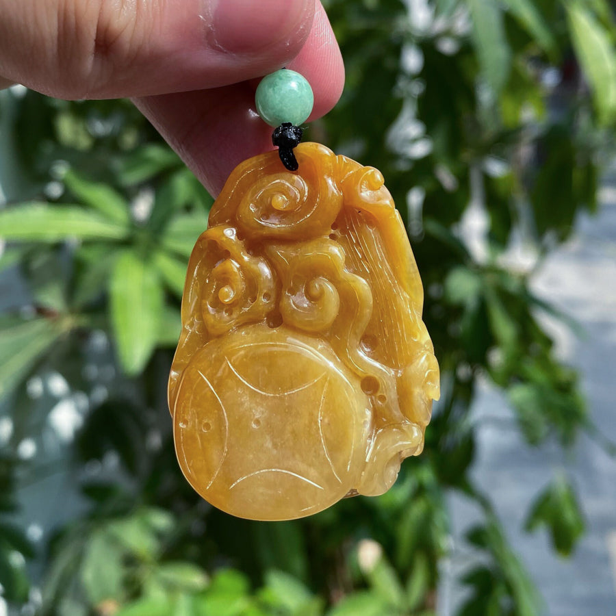 Carved Dragon Jade Pendant Natural Untreated Burmese Jade