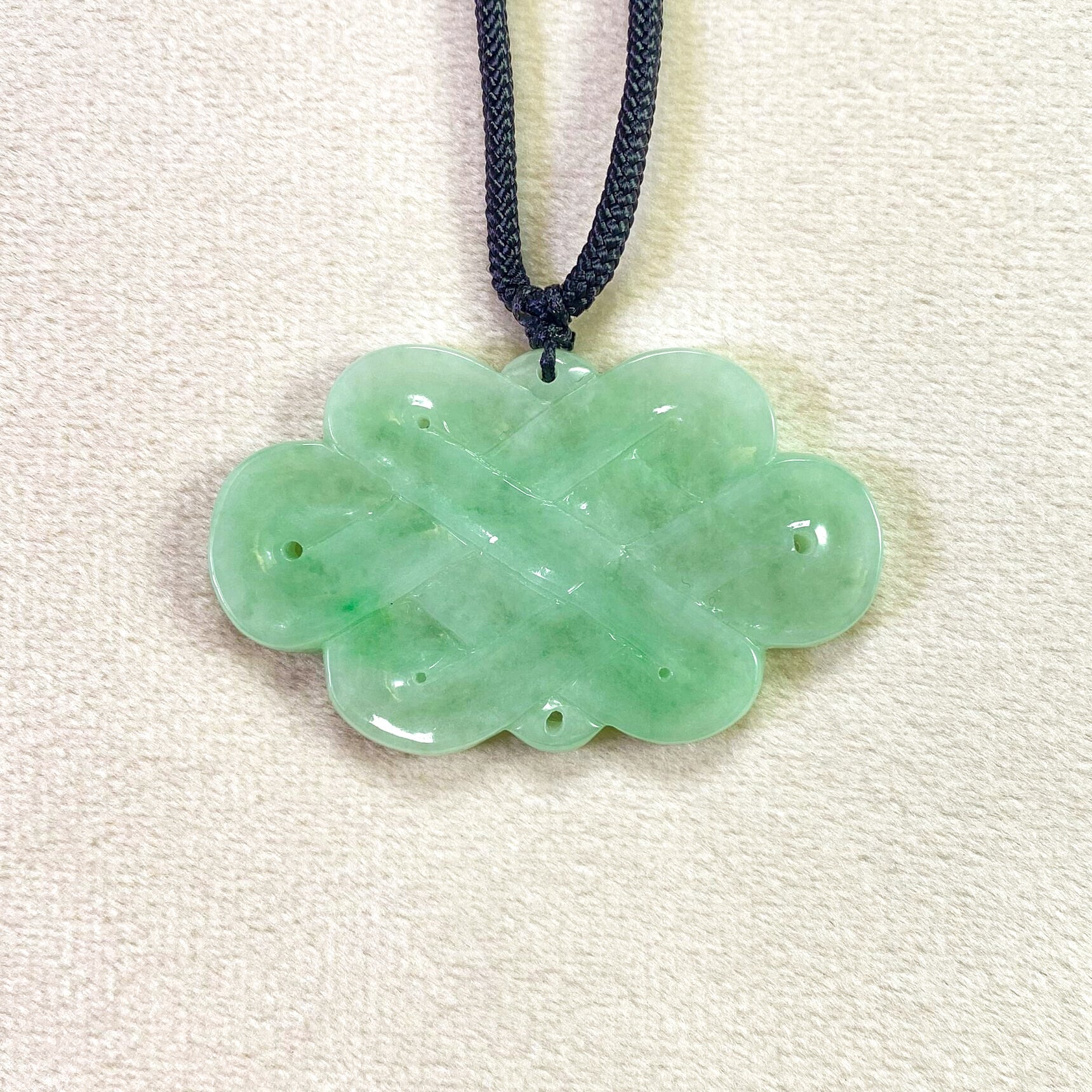 Handcrafted Green Jade "Six Knots" Pendant – Symbol of Harmony & Prosperity