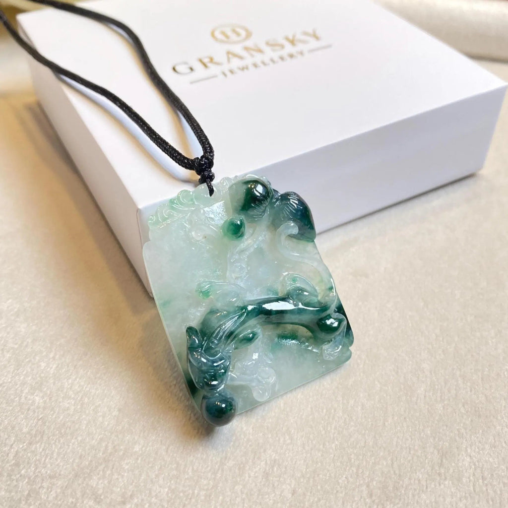 Green Jadeite Bamboo Pendant - Natural Type-A Jade