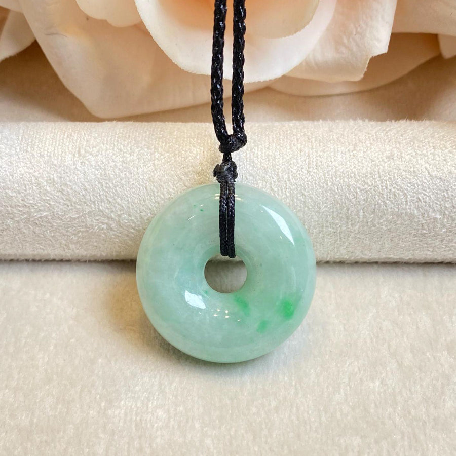 Gransky Green Jadeite Donut Pendant Necklace - Natural Grade A Burmese