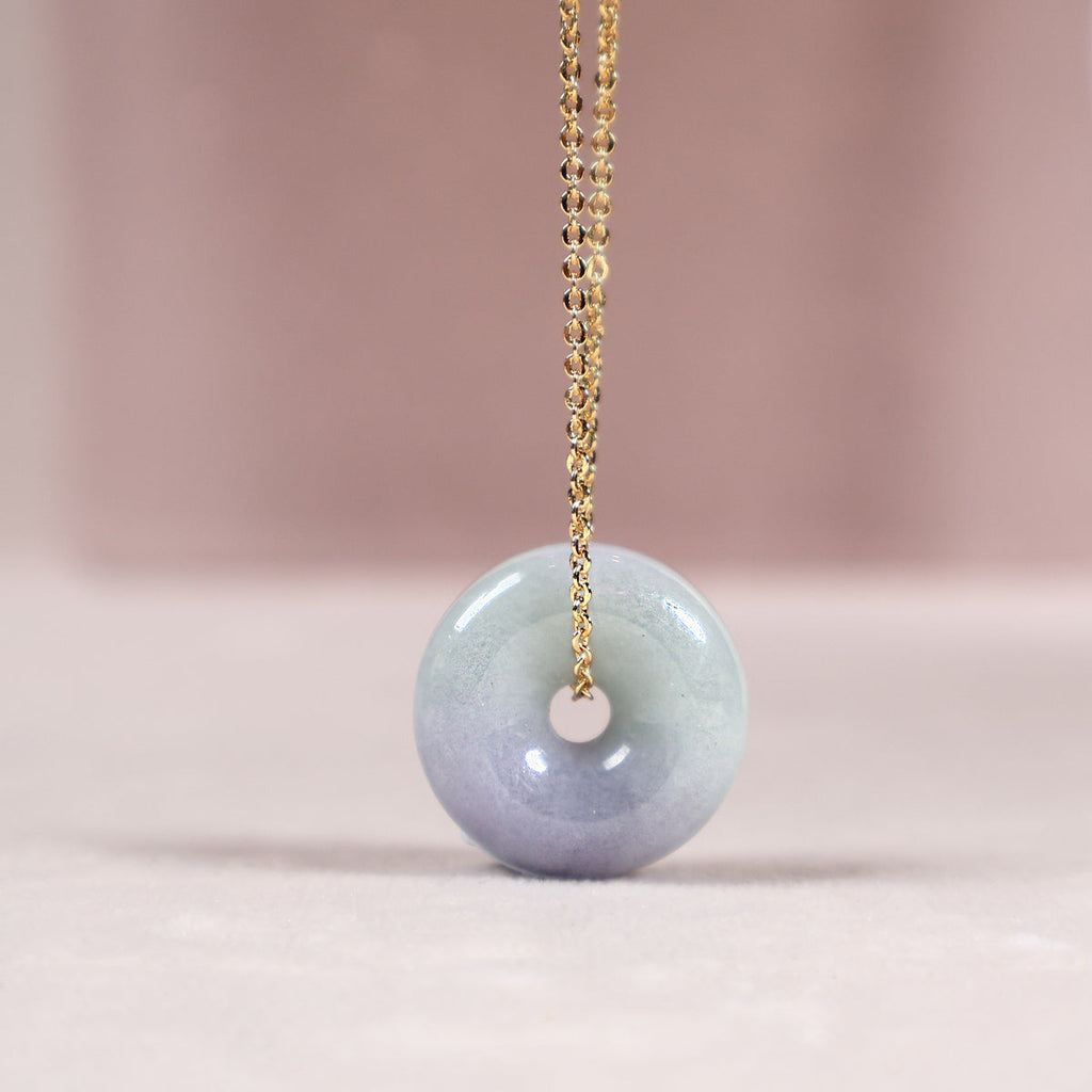 Gransky Purple and Green Donut Jade Pendant Necklace