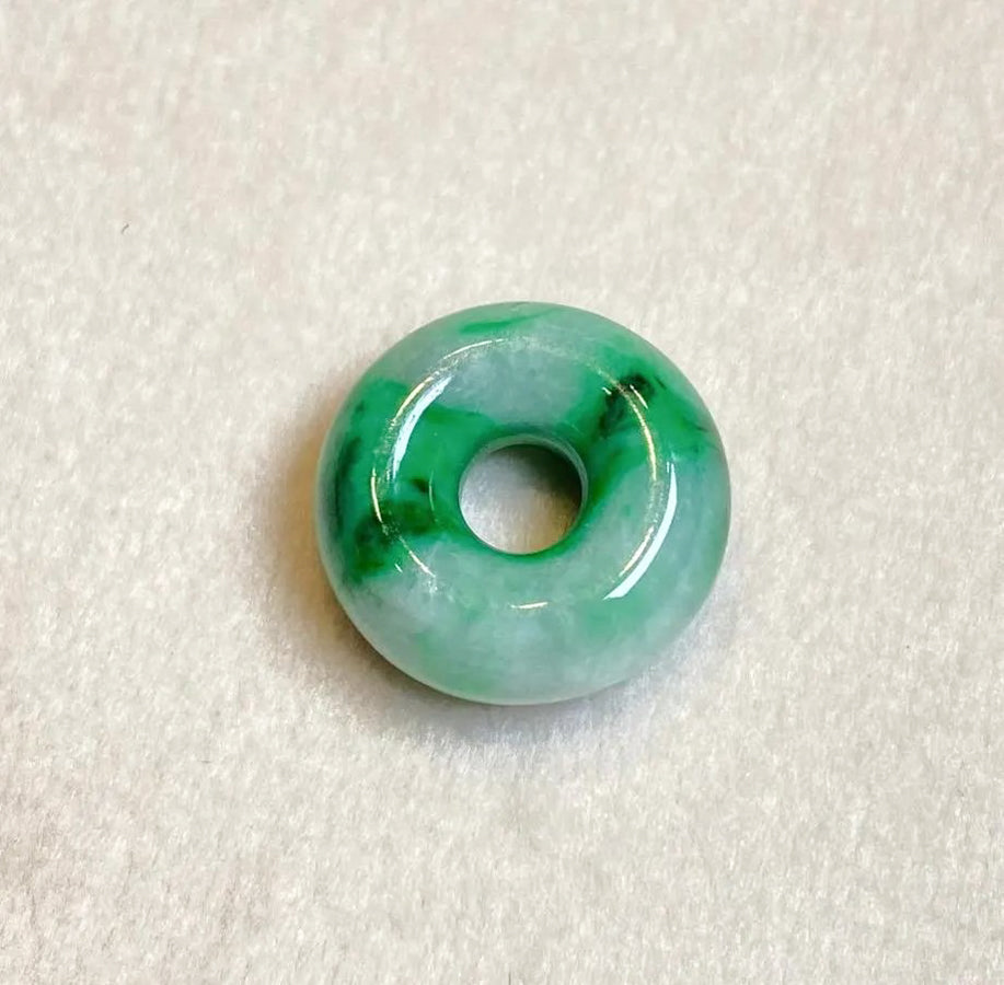 Bright Green Jade Gemstone Beads Donut Shape Loose Beaded DIY