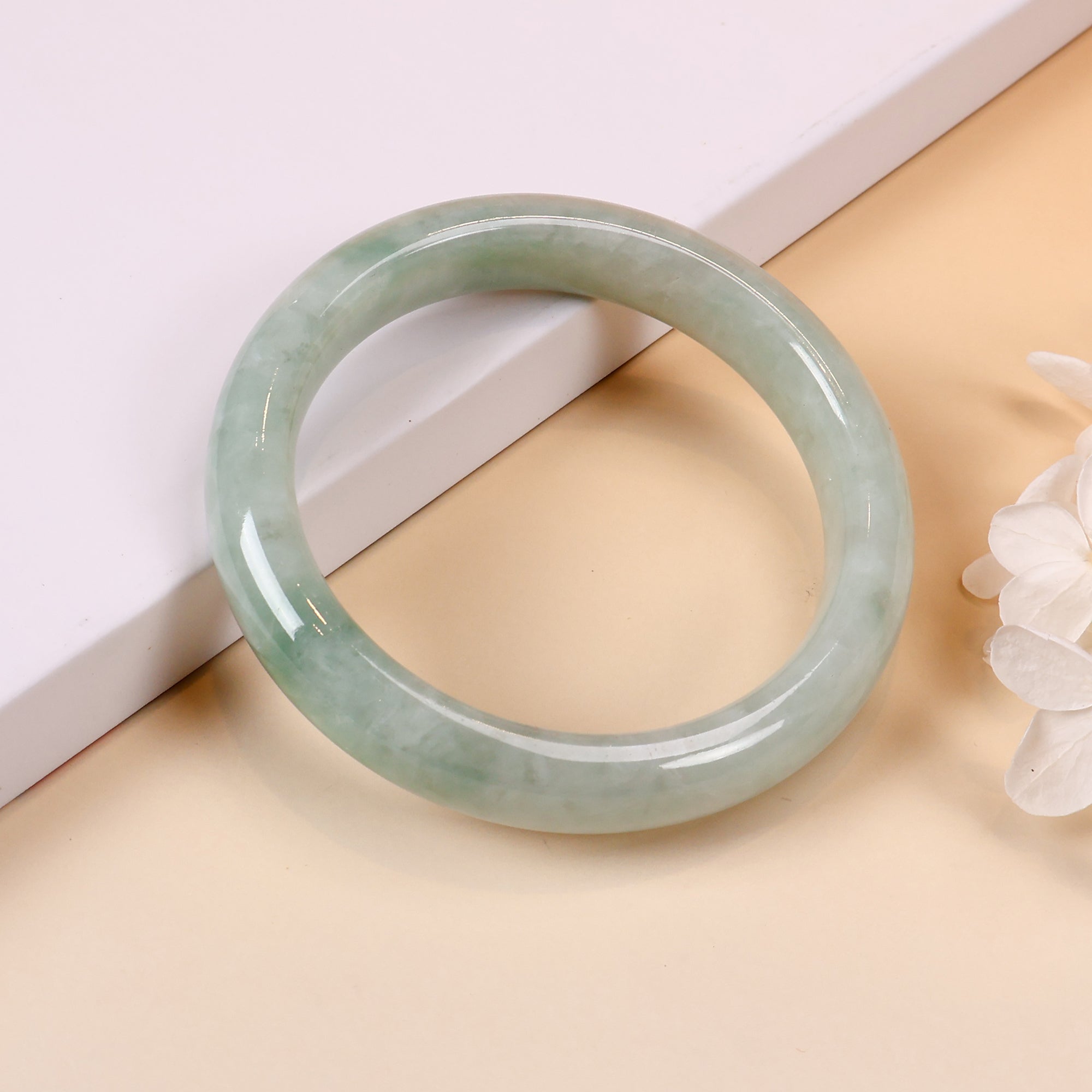 56.0mm Natural Jadeite Real Jade Green Bangle Bracelet