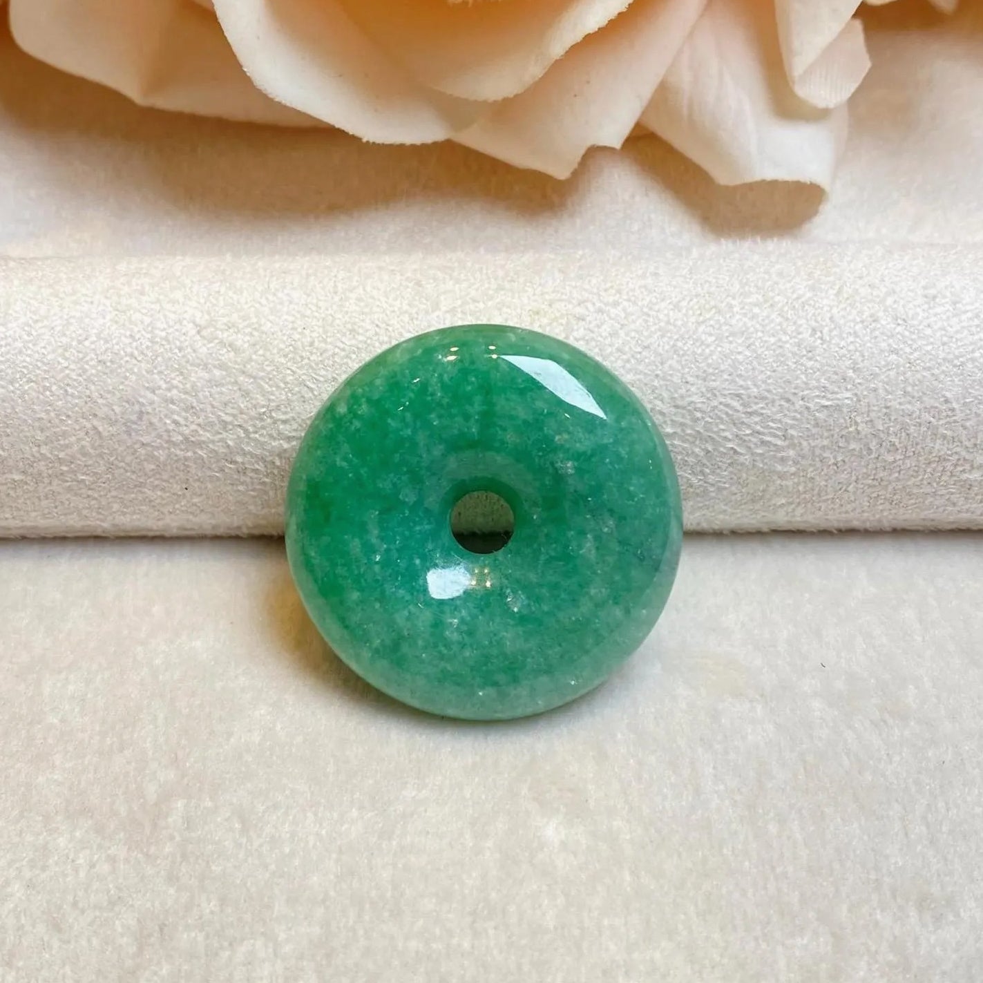 Intense Green Burmese Jade Disc Pendant