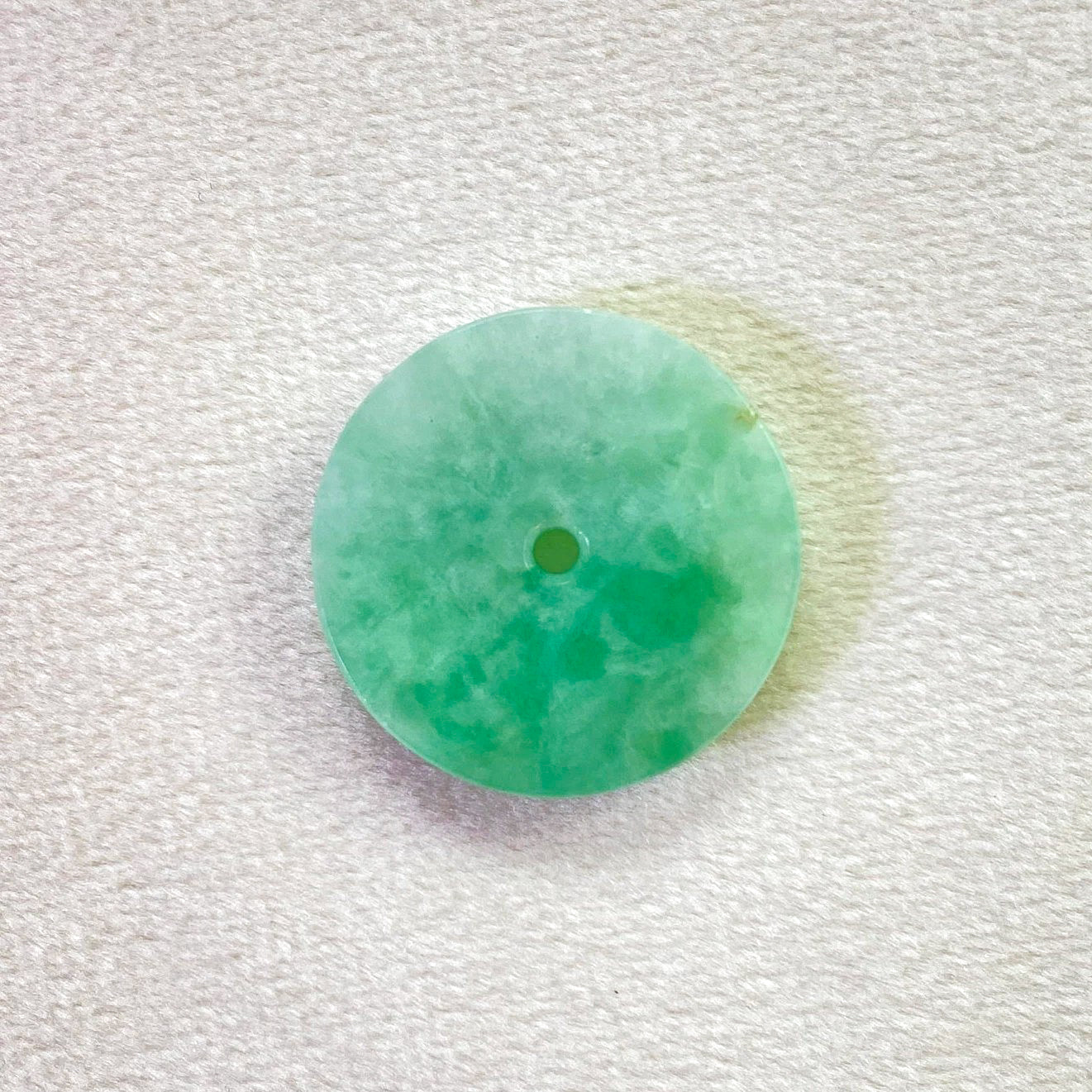 Green Jade Round Donut Pendant 24.1mm - Calming Gemstone