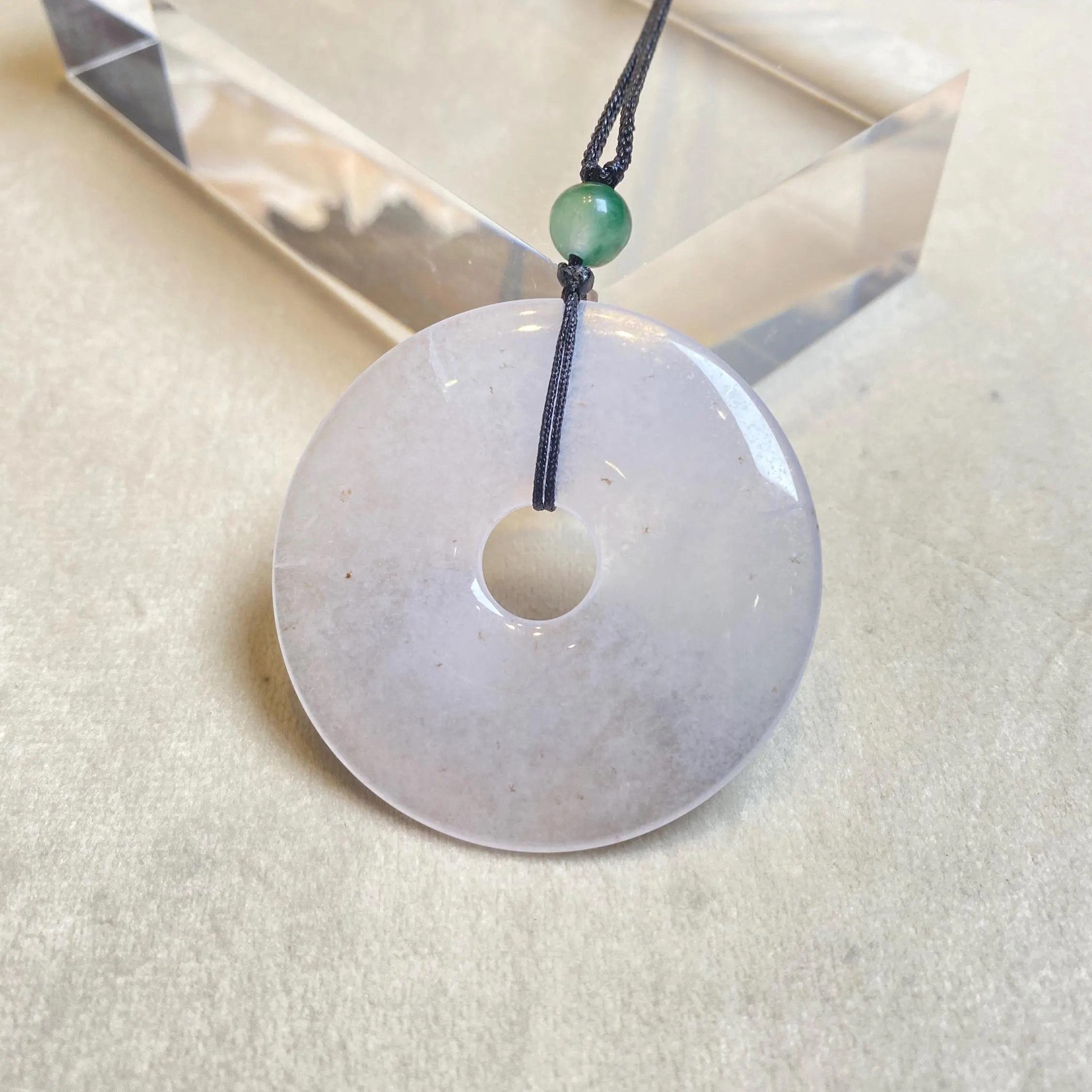 Icy White Round Disc Jade Pendant Necklace - Certified Natural Jadeite