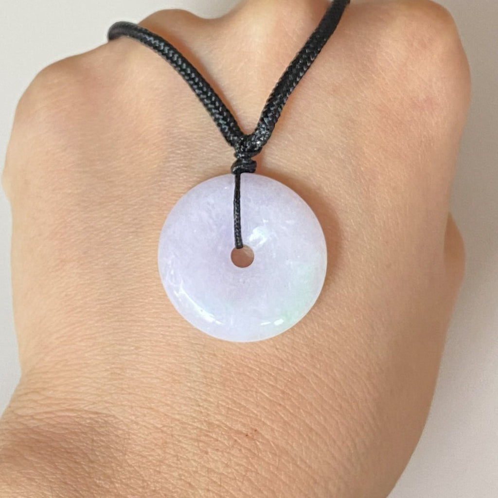 Delicate Purple Jade Disc Round Pendant mm - Calming Gemstone