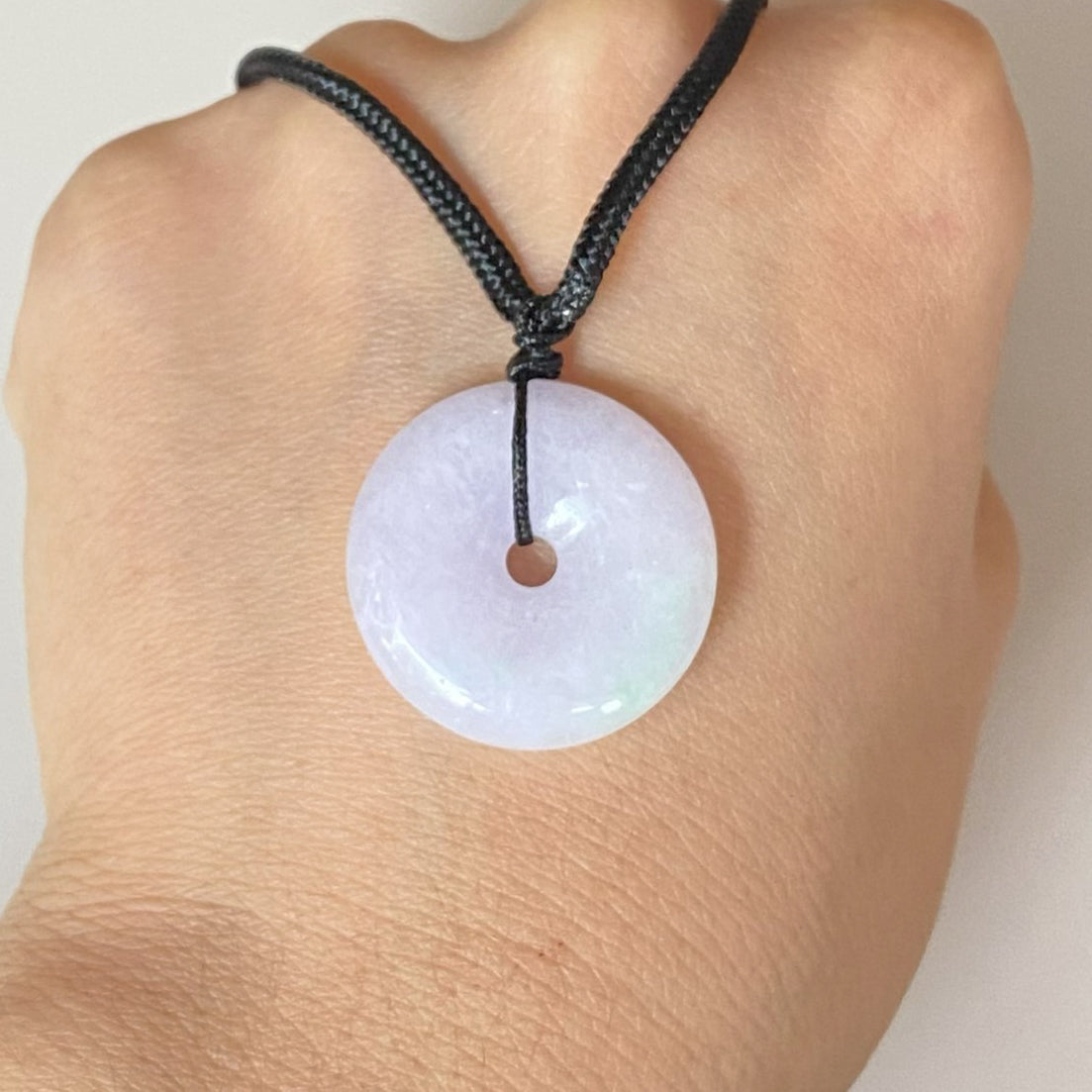 Delicate Purple Jade Disc Round Pendant mm - Calming Gemstone