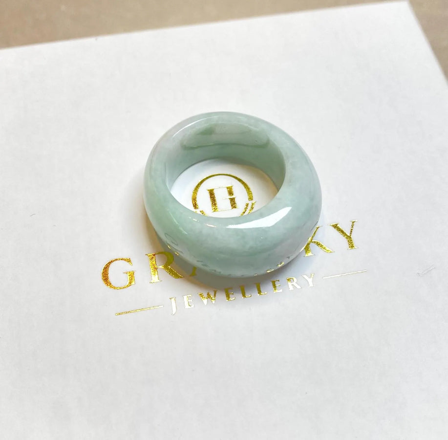 Gransky Natural Untreated Light Green Jadeite Ring – Size US 8