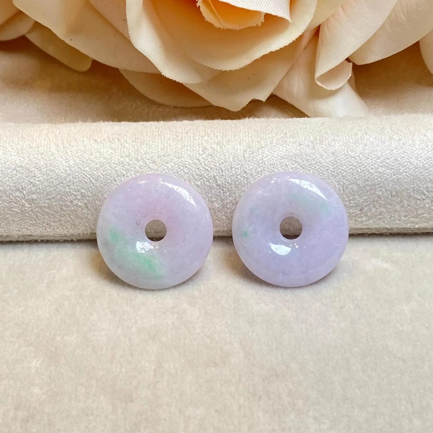 Five Pairs of Round Donut-Shaped Loose Jade for Earrings, Necklaces, and Bracelets DIY