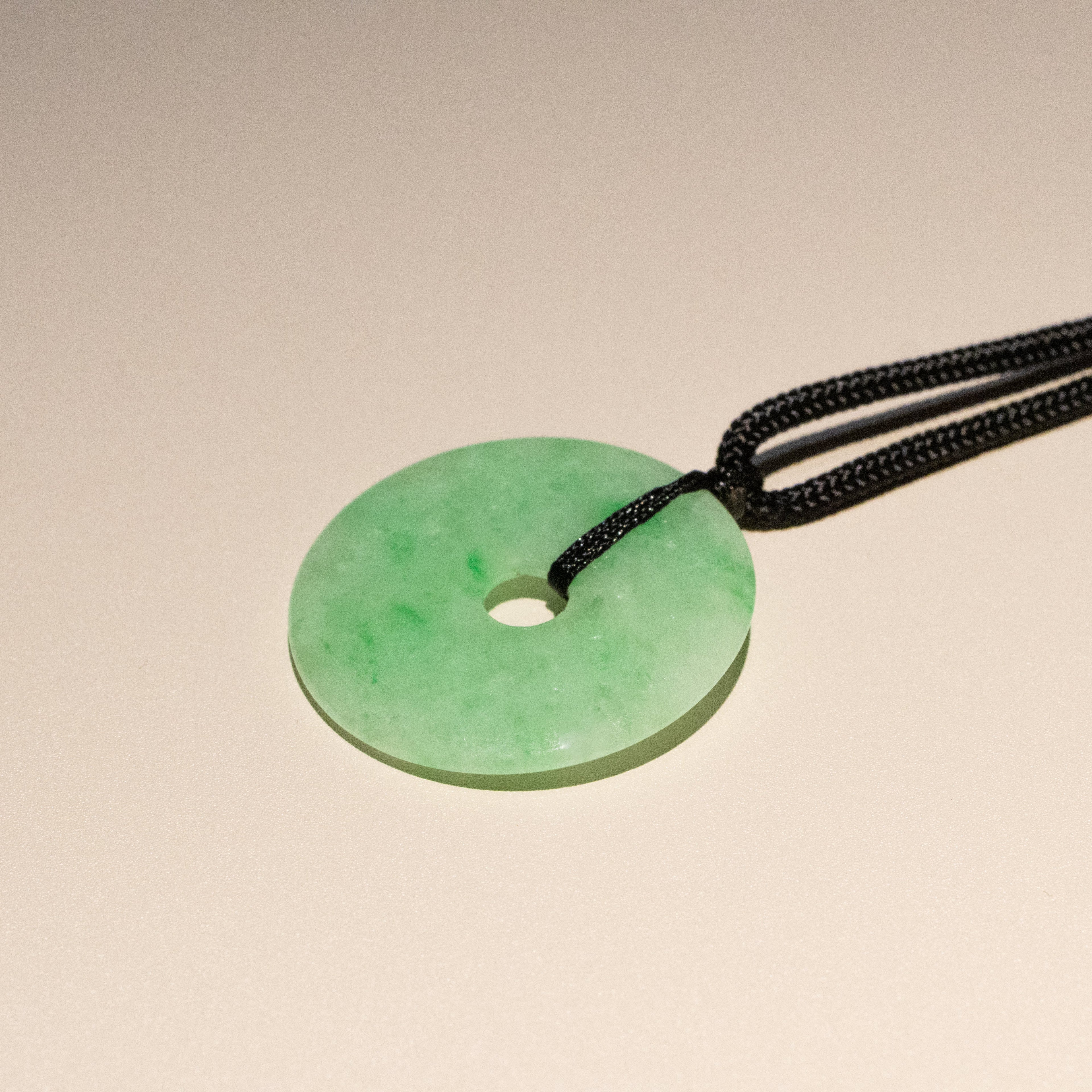 Green Jade Round Donut Pendant 29.2mm - Calming Gemstone