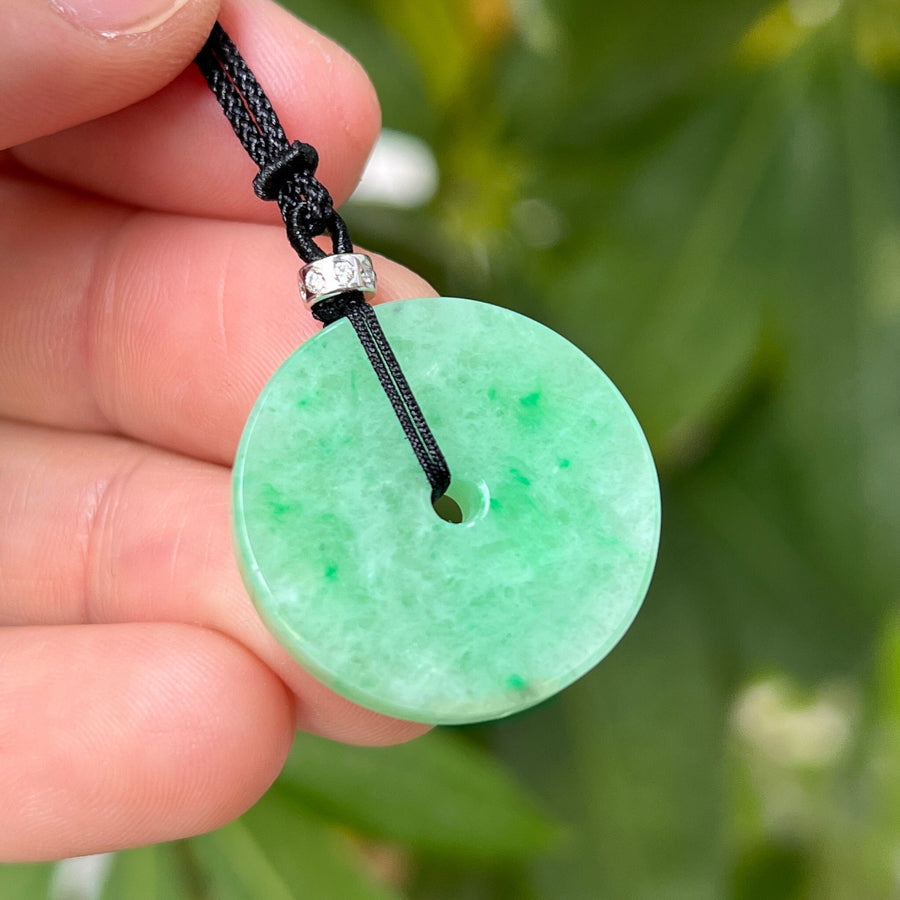 Burmese Jadeite Jade Lucky Apple Green Jade Donut Pendant