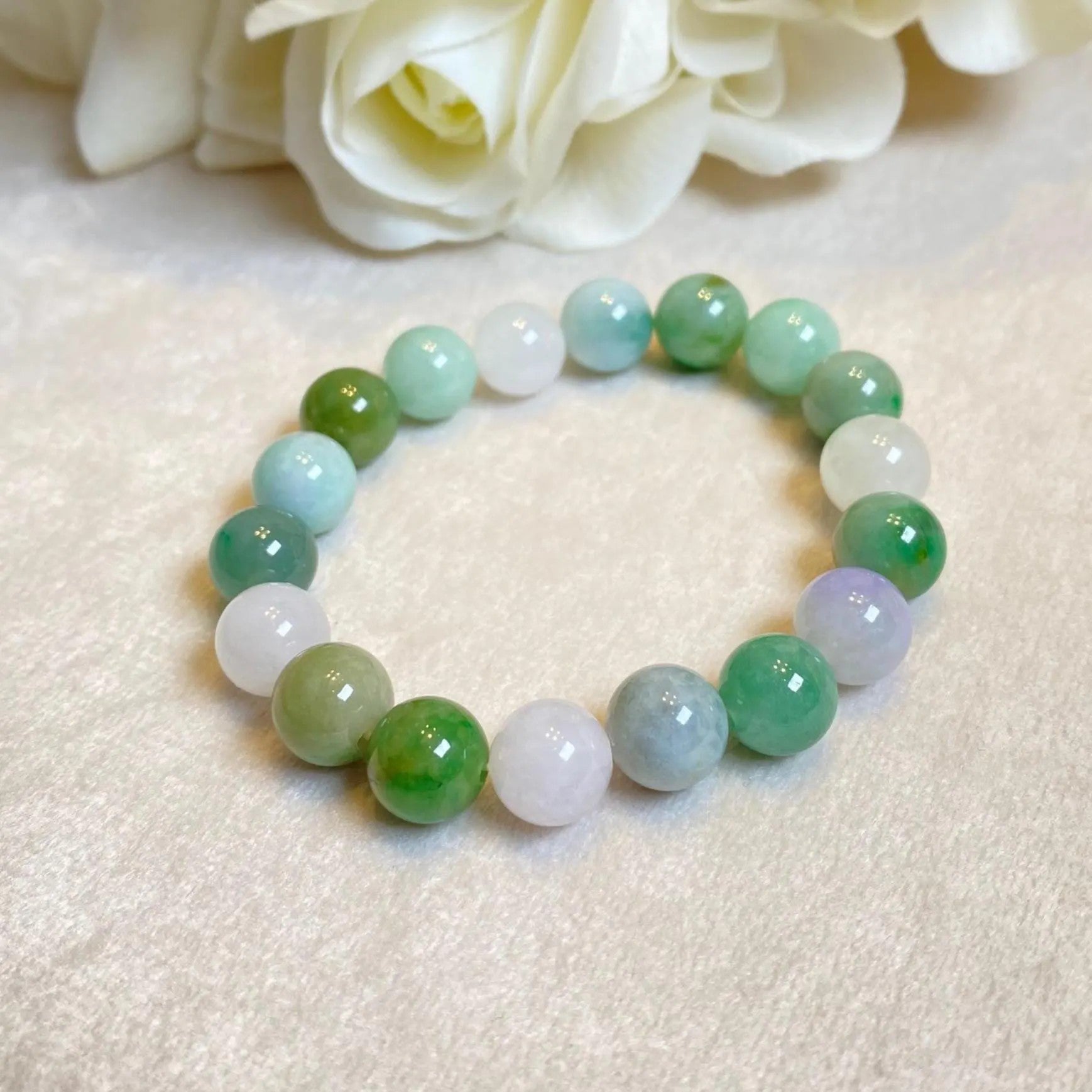 Gransky Multi-Color Type-A Burmese Jadeite Beaded Bracelet - 17cm