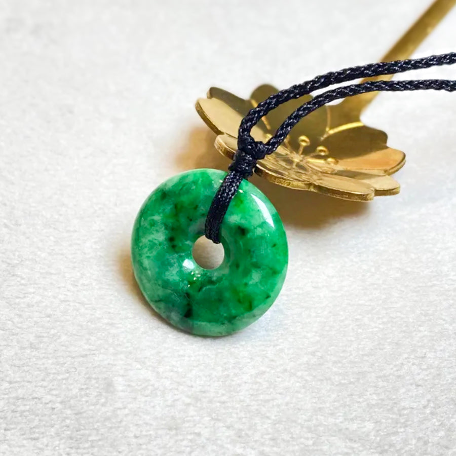 Green Disc Jade Pendant Necklace Natural Untreated Grade A