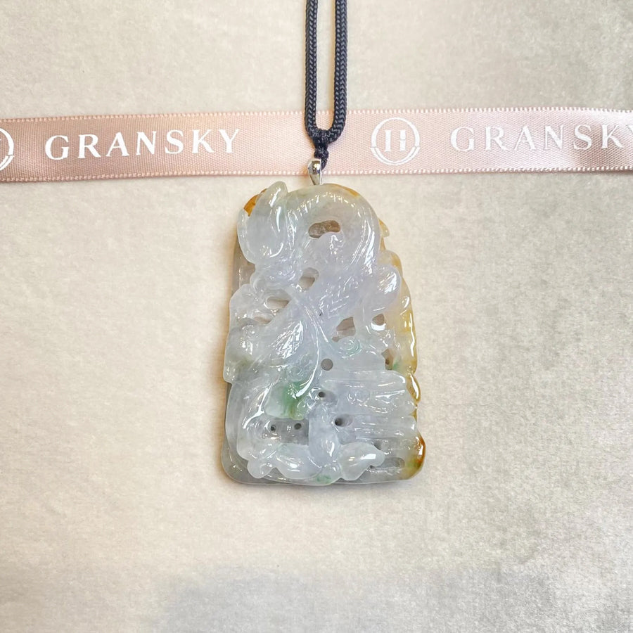 Carved Dragon Jade Pendant Natural Untreated Burmese Jade