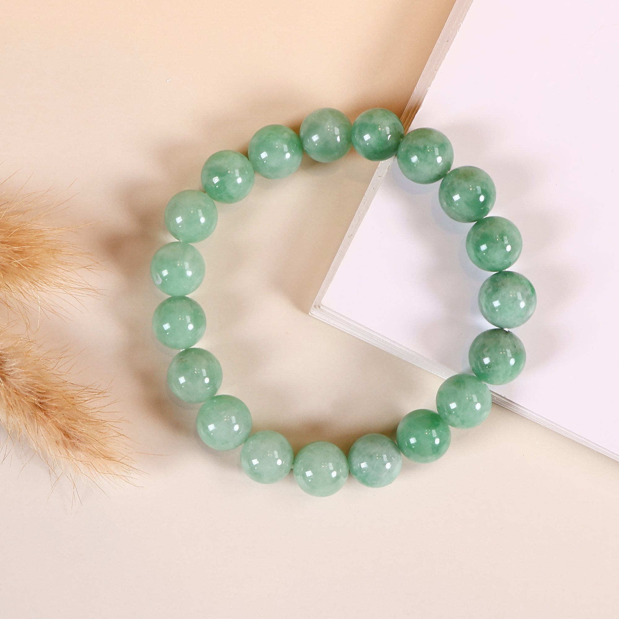 Bright Green Bead Bracelet, Energy Lucky Bracelet, Natural Type A Burmese Jade, Bracelet for Men/Women, Jade Healing Jewelry, Real Jadeite