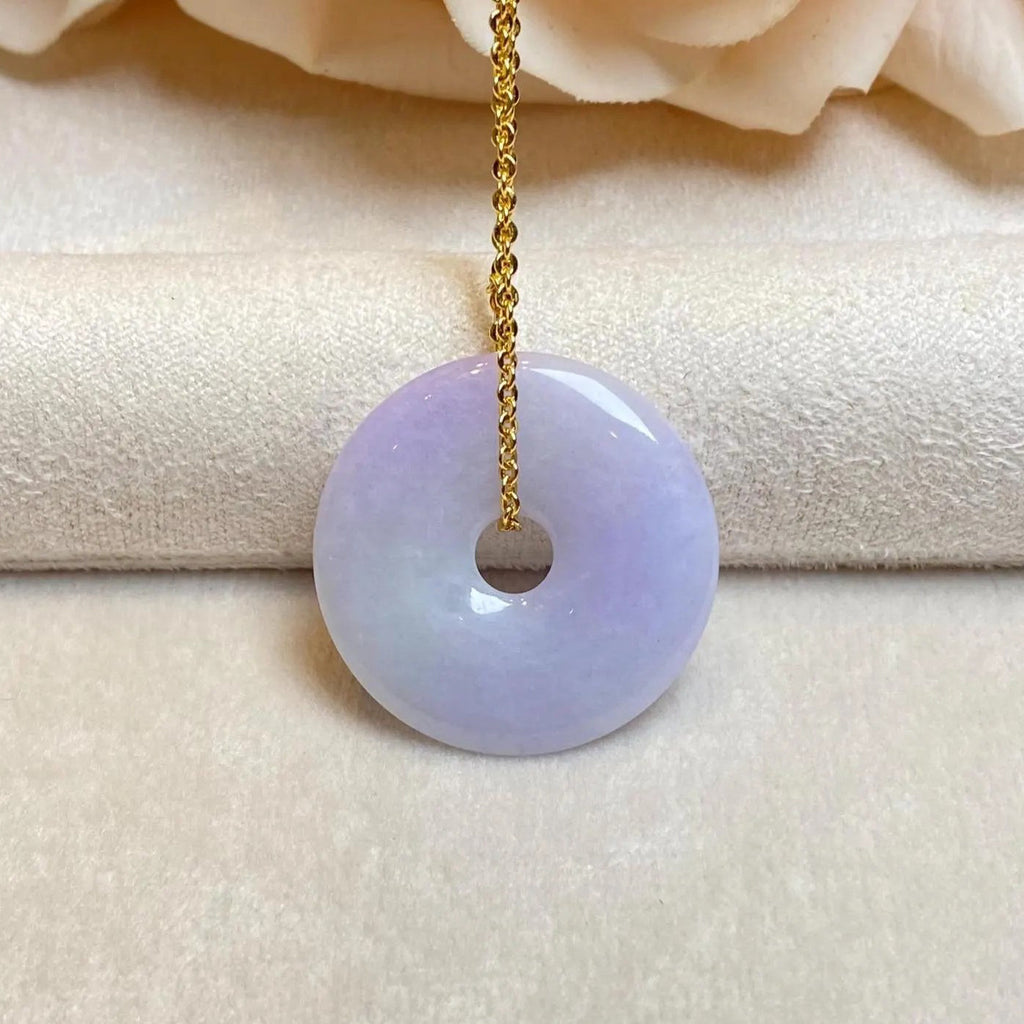 Intense Purple Jade Donut Pendant Necklace - Type-A Burmese Jadeite