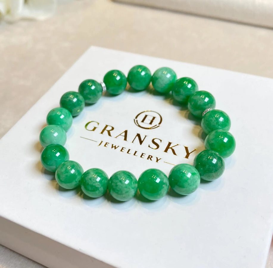 Gransky Jewellery Imperial Green Jade Beaded Bracelet - 17cm