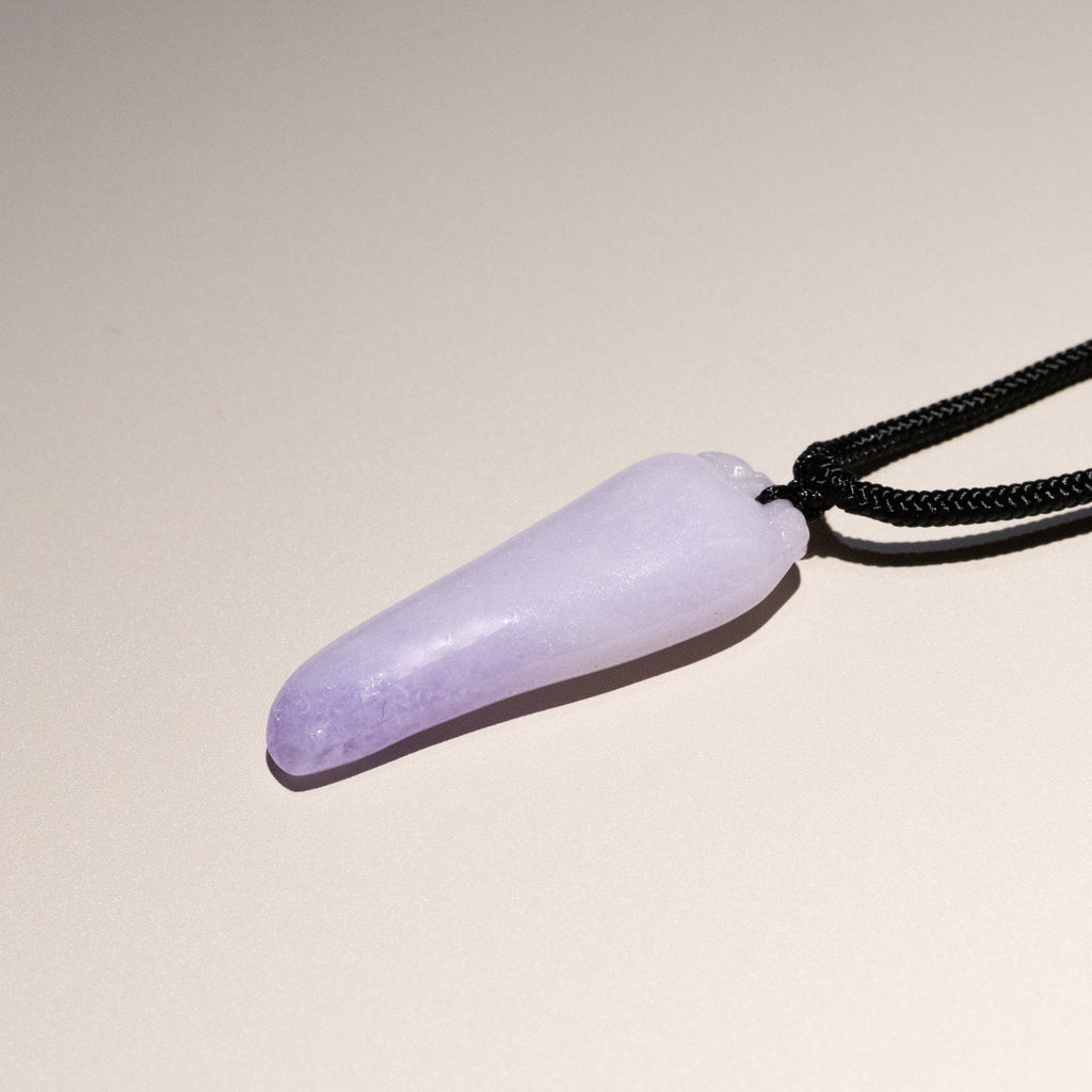 Intense Purple Jade Pepper Pendant with Diamond | Natural Burmese Jadeite Necklace Symbolizing Energy, Passion & Prosperity