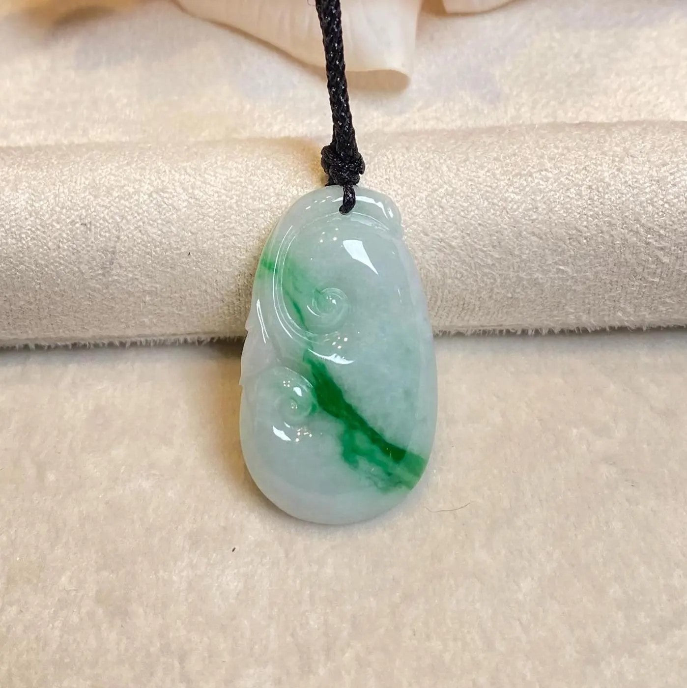 Green Jade Ruyi Pendant Necklace - Certified Natural Type-A Jadeite