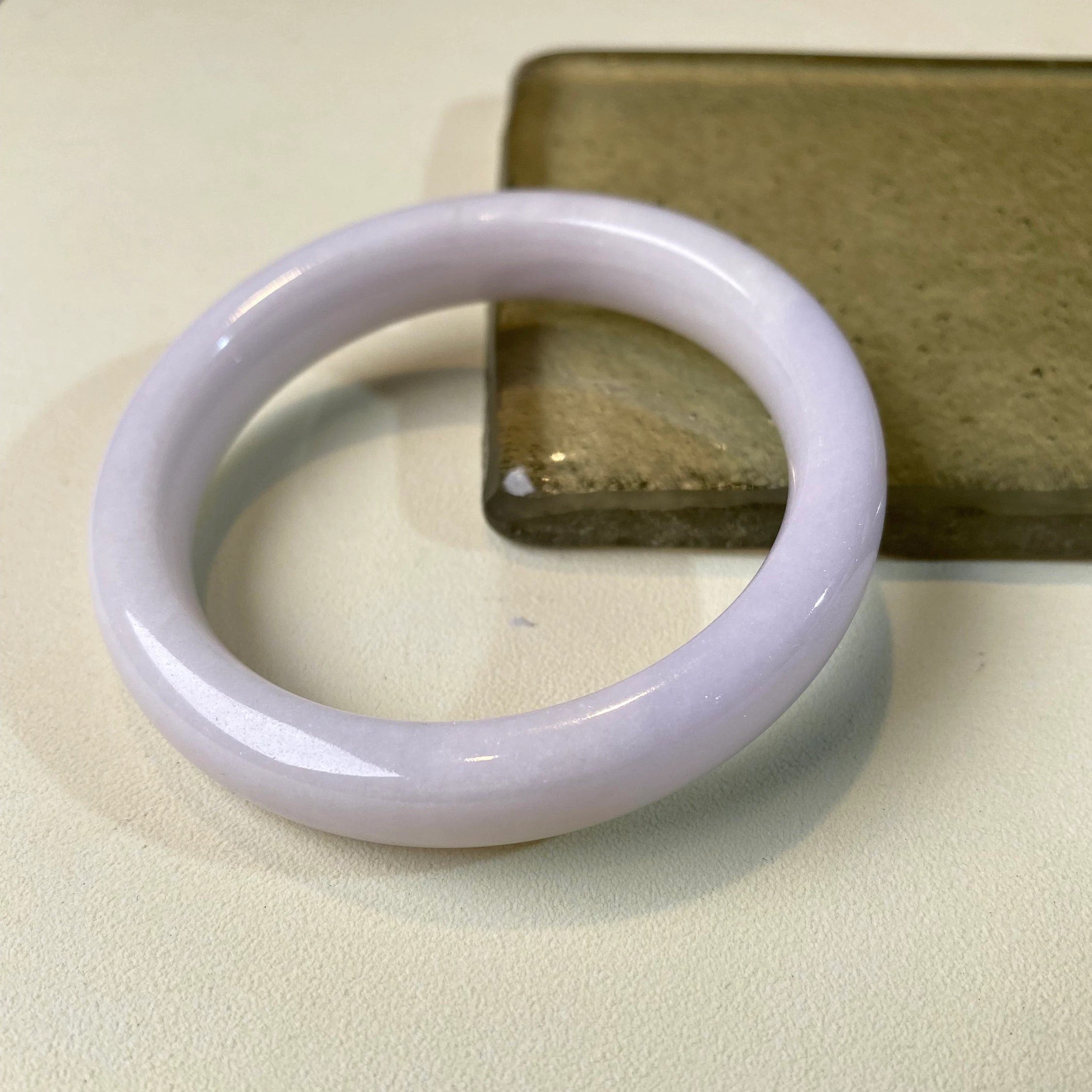 55.7mm Natural Jadeite Real Jade White Pink Bangle Bracelet