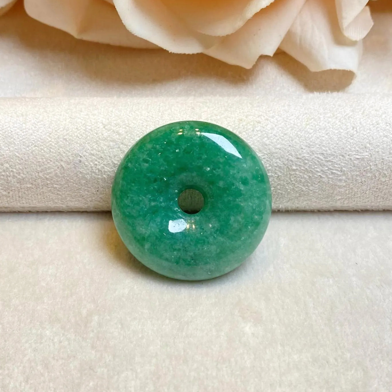 Intense Green Burmese Jade Disc Pendant